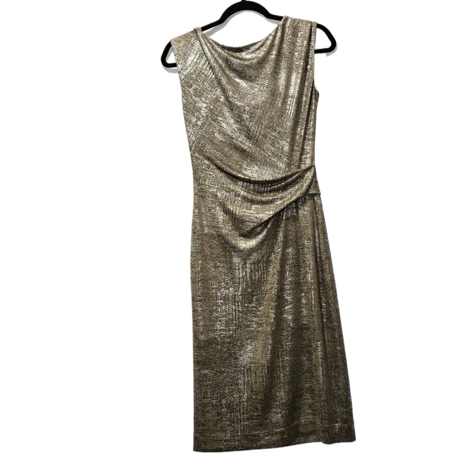 Vince Camuto Drape Neck Side Pleat Sheath Dress, Size 6