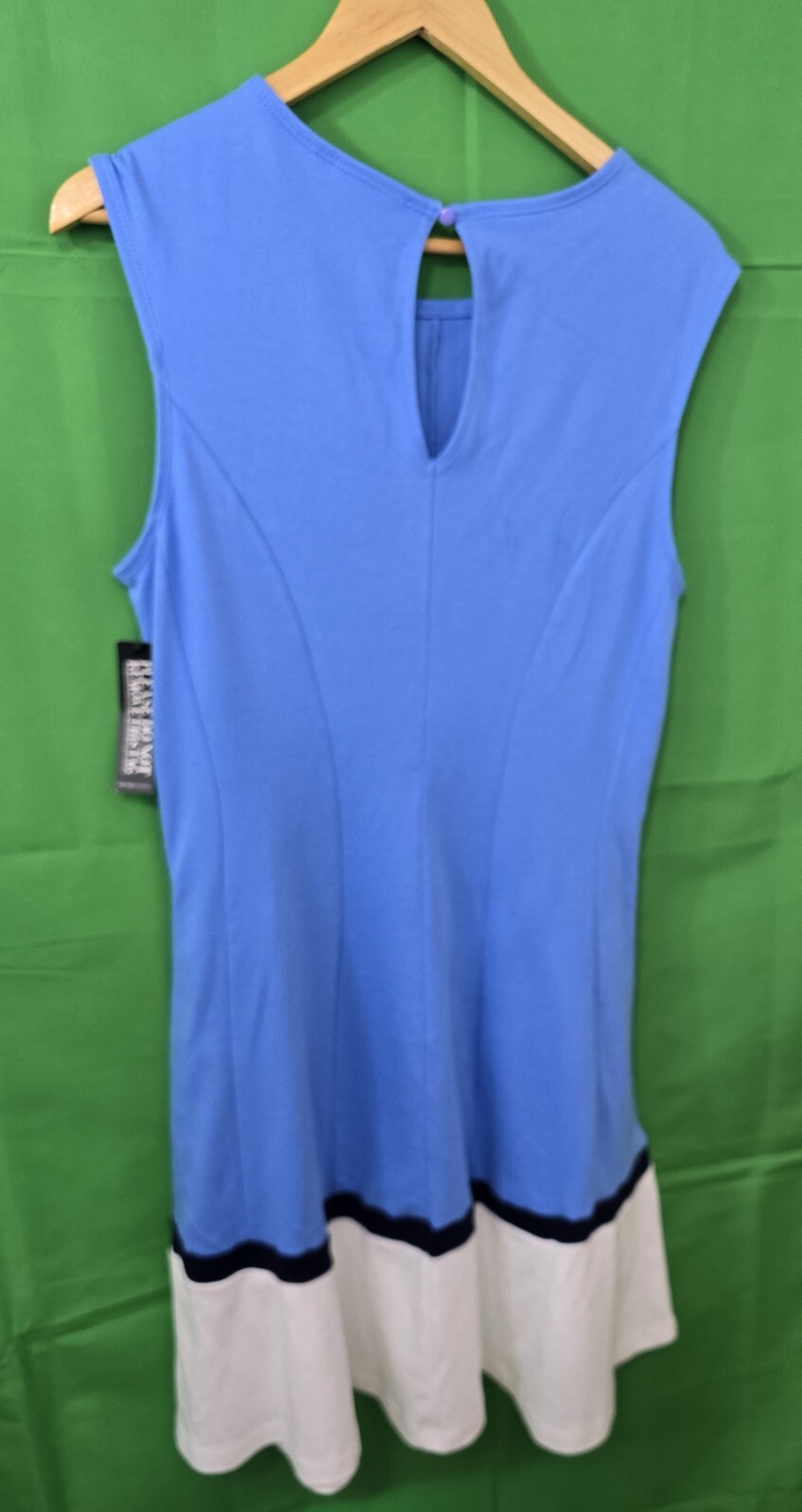 New York & Company Women’s Dress Blue with Black/White Hem Size L.