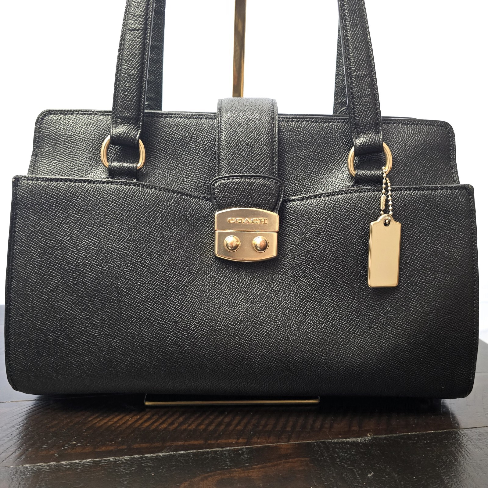 Coach Avary Carryall in Black Crossgrain Leather with Gold-Tone Hardware