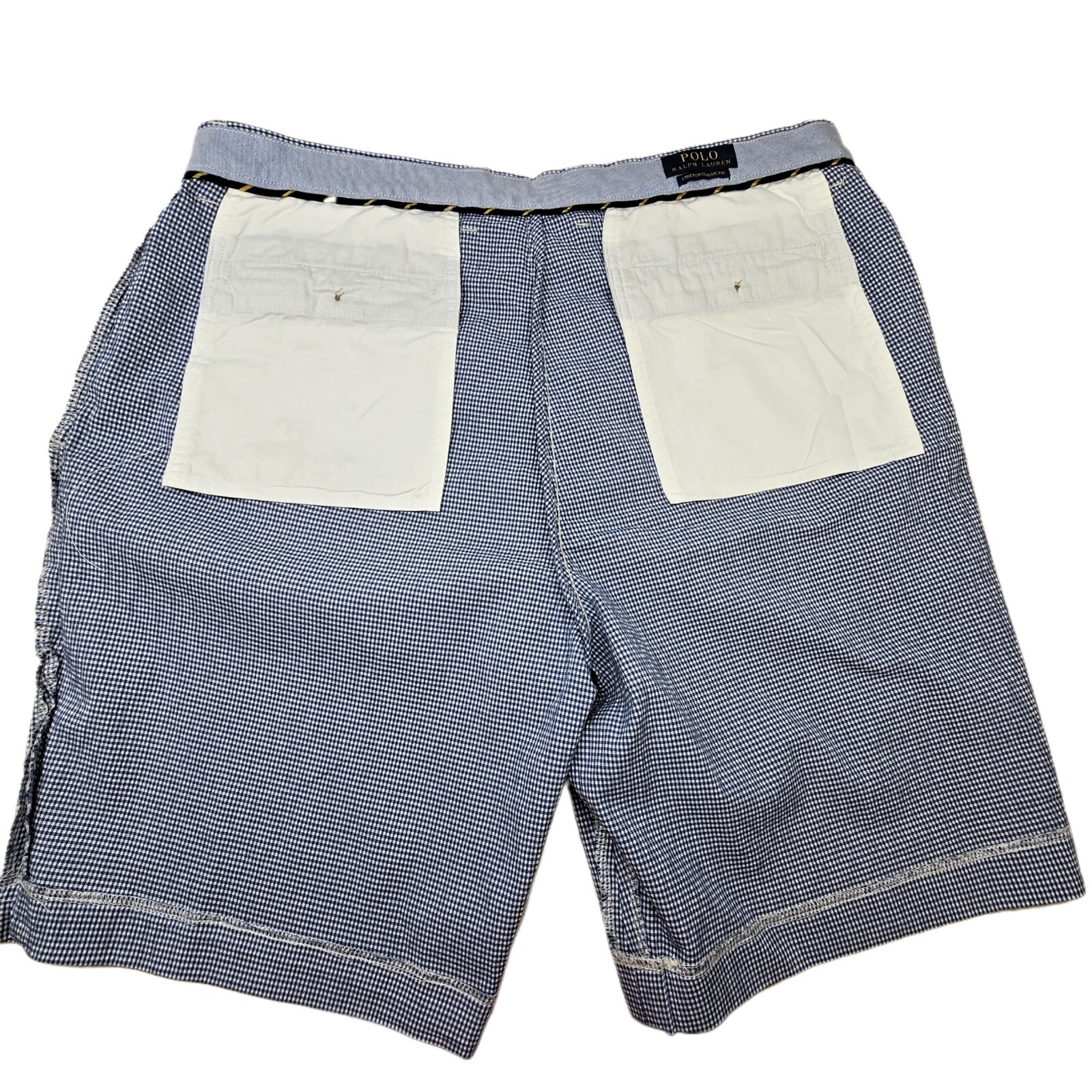Polo Ralph Lauren Men’s Shorts 36 Blue White Houndstooth Chino Stretch Fit