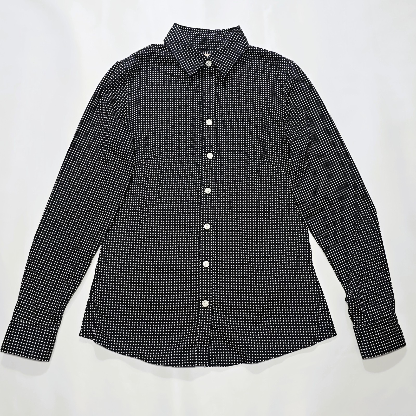 Banana Republic Women’s Slim-Fit Polka Dot Button Down Shirt Size 4 Black