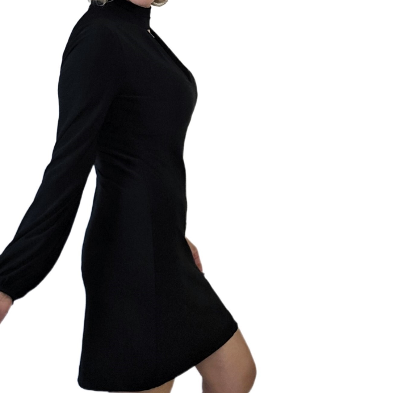 White House Black Market Women's Black Keyhole Long Sleeve Dress | Size 2