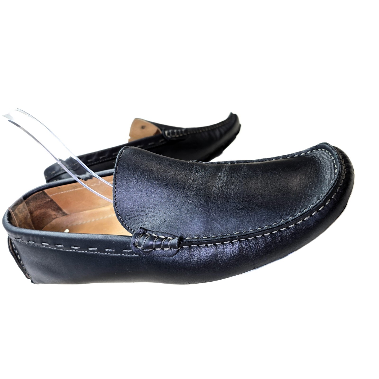 Simone Mariotti Men's Black Pebbled Leather Driving Loafers EUR 41 – Handmade IT