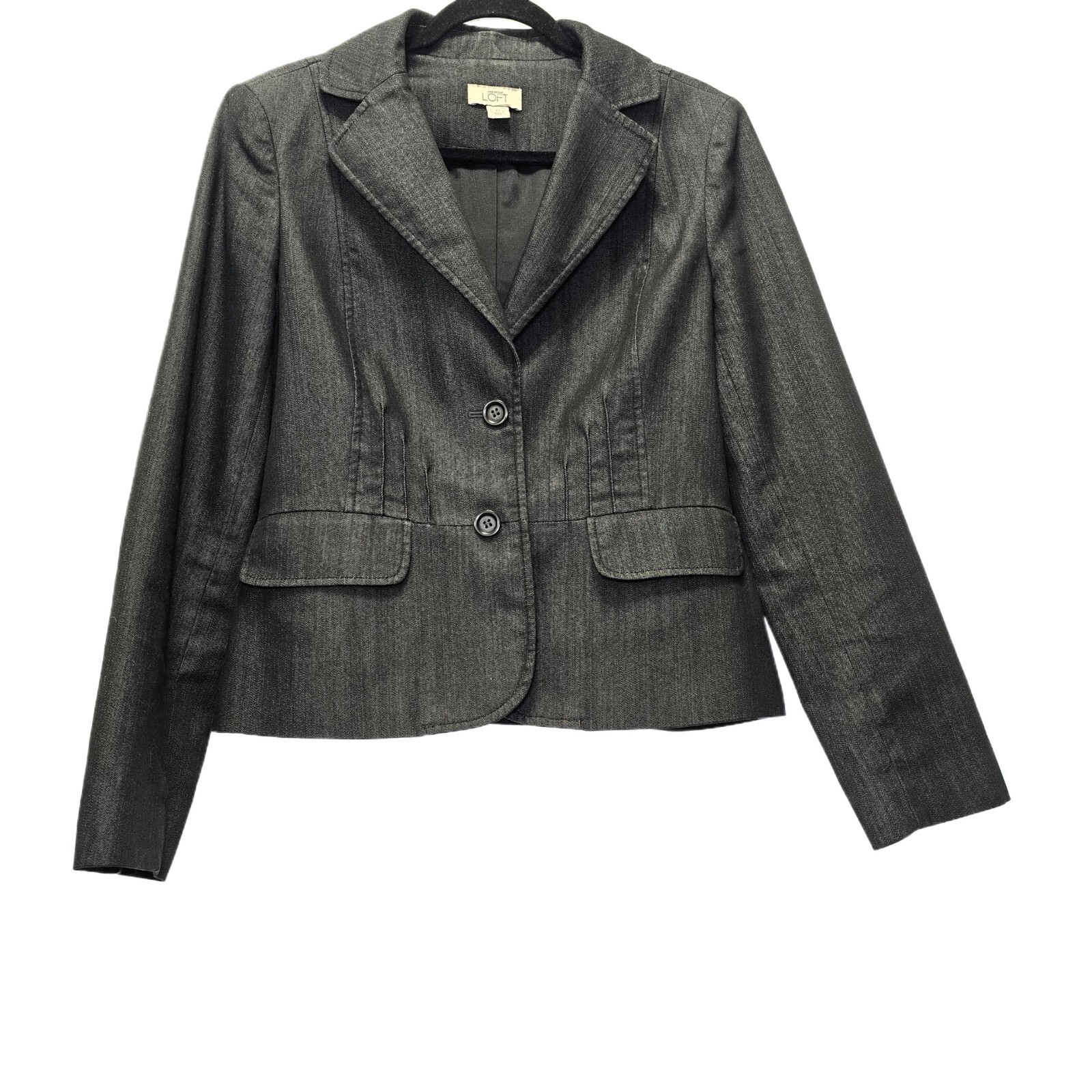 LOFT Women’s Blazer, Black, Size 12 – Two-Button, V-Neck, Excellent Condition