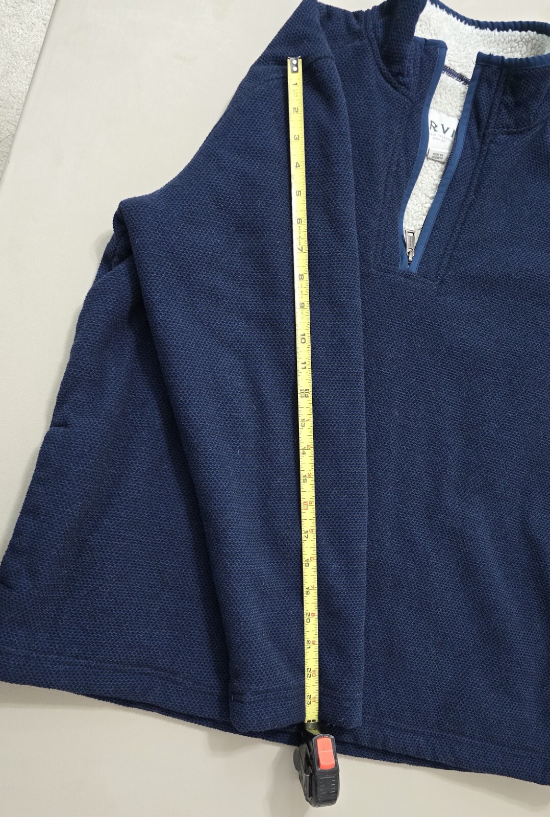 Orvis Men’s Sweater - Size Large, Dark Blue, Sherpa-Lined 1/4 Zip Pullover