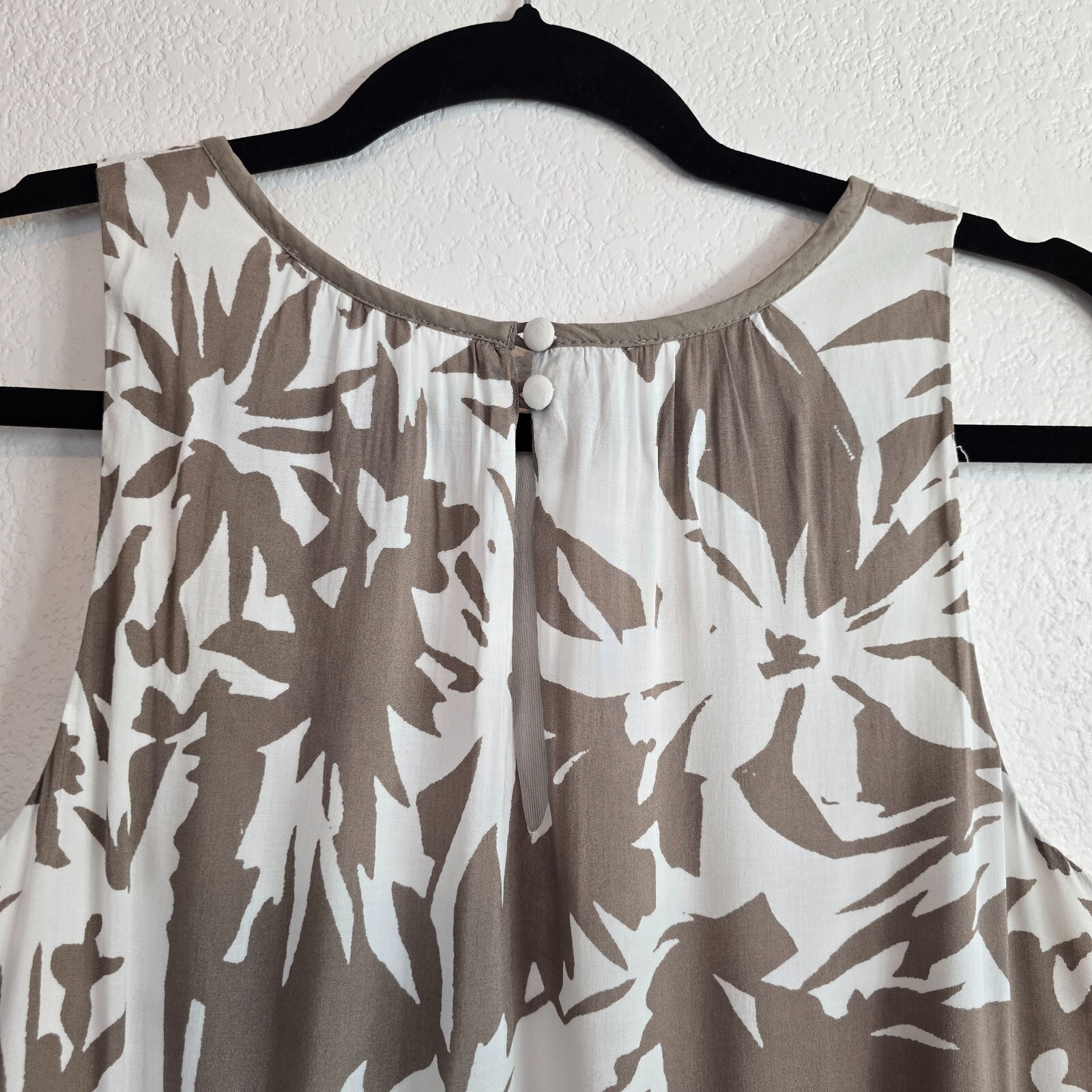 LOFT Women’s Brown White Floral Maxi Dress Sz 2 Sleeveless Tie Waist