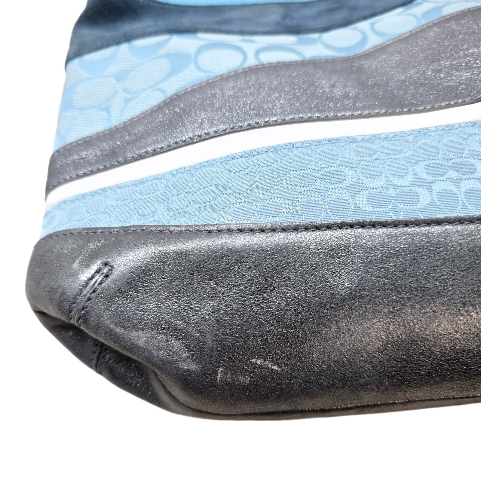 Coach Vintage Signature Wave Duffle Patchwork Hobo Bag – Blue #10653 – RARE