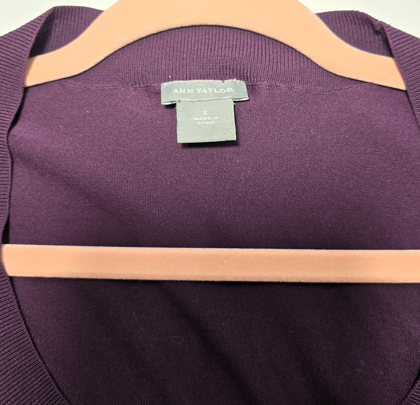 Ann Taylor Women’s Plum Sweater Belted Scoop Neck 3/4 Sleeve Size S