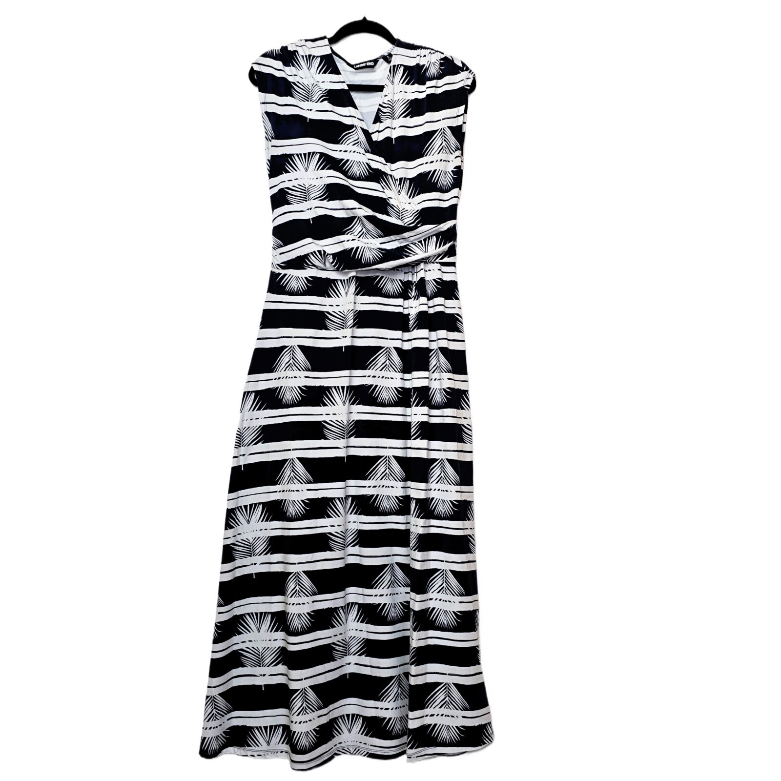 Land’s End Women’s Cap Sleeve Surplice Wrap Maxi Dress | Print | Size S (6/8)