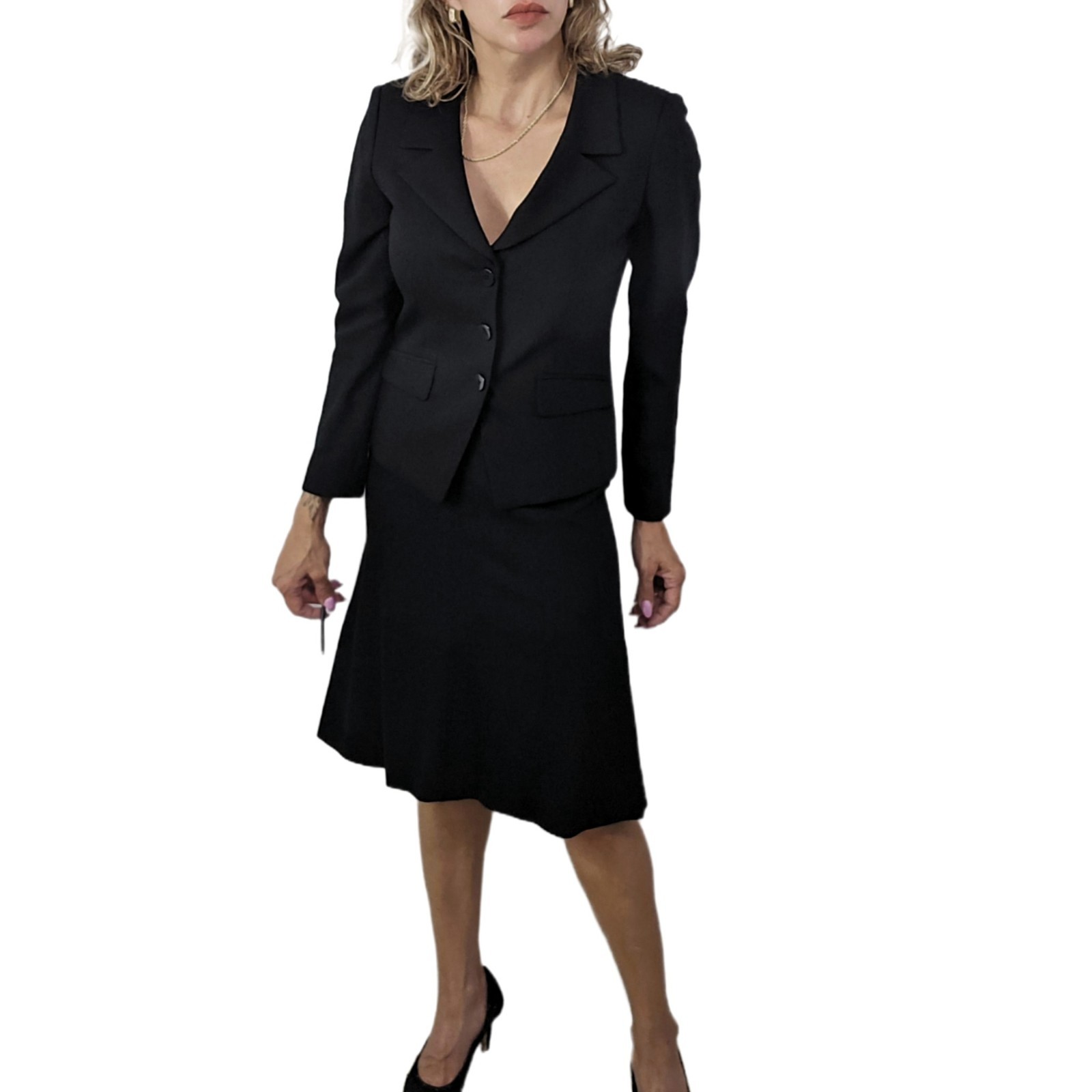 Talbots Women’s Wool Blend Black Business Office Workwear Suit Set 6P