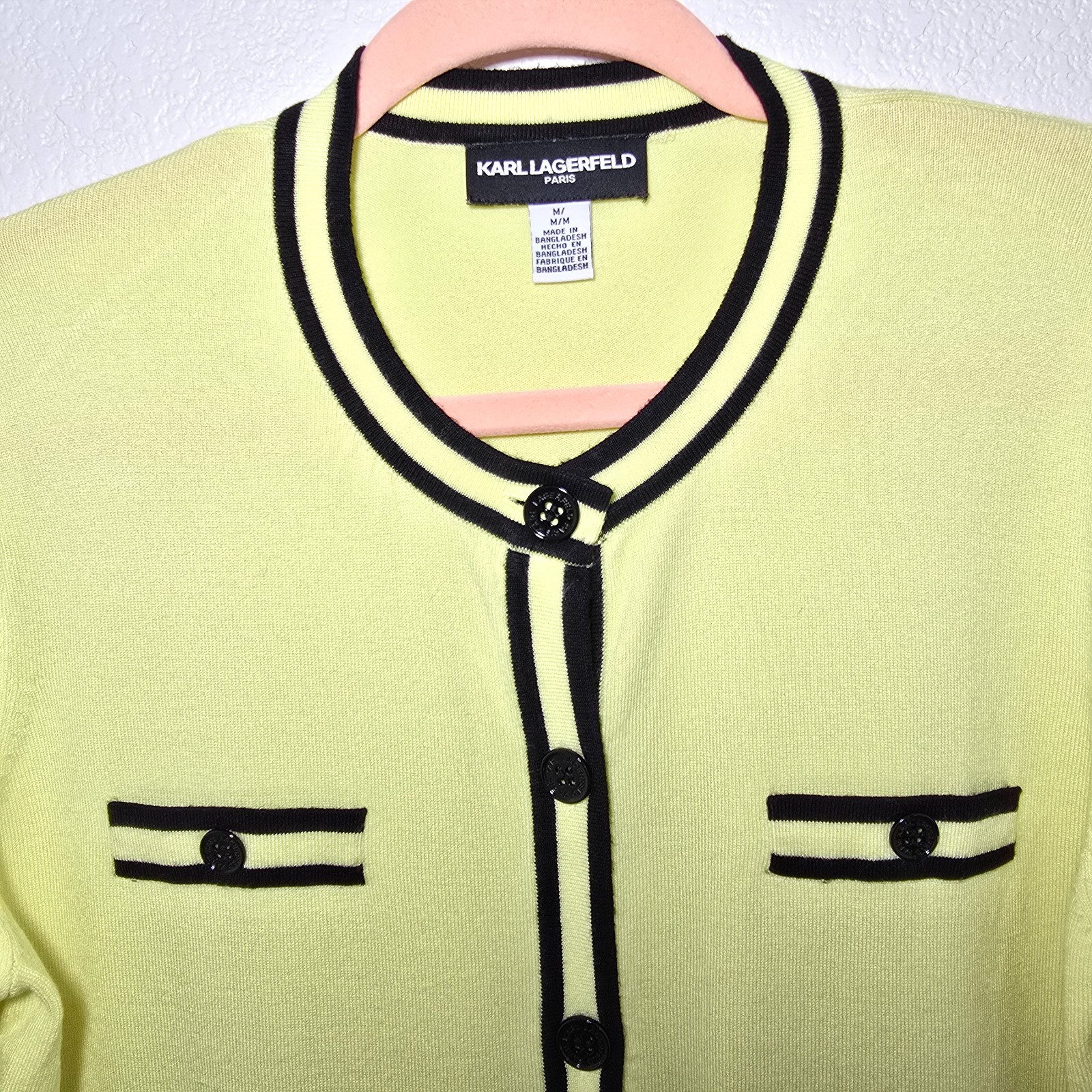 Karl Lagerfeld Paris Sweater Day Dress Long Sleeve Green Black M