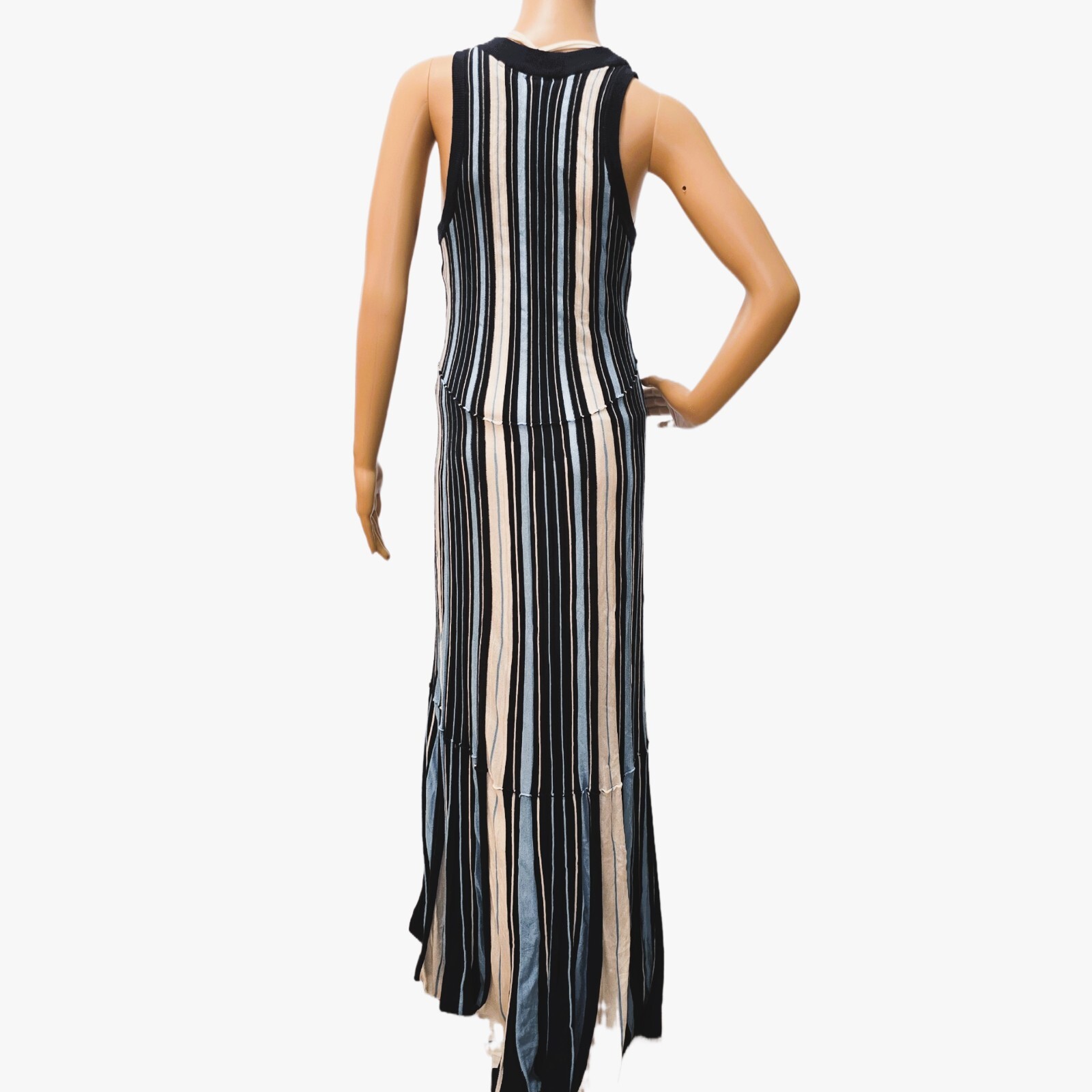 Anthropologie Maeve Lisanne Sweater Maxi Dress – Size S, Blue and White Striped