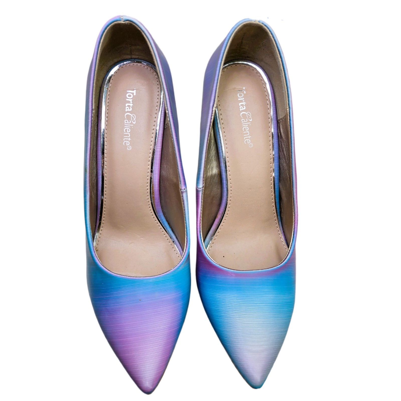 Torta Caliente Womens Iridescent Stiletto Heel Shoes Size 7M Mermaid Fairy Fair