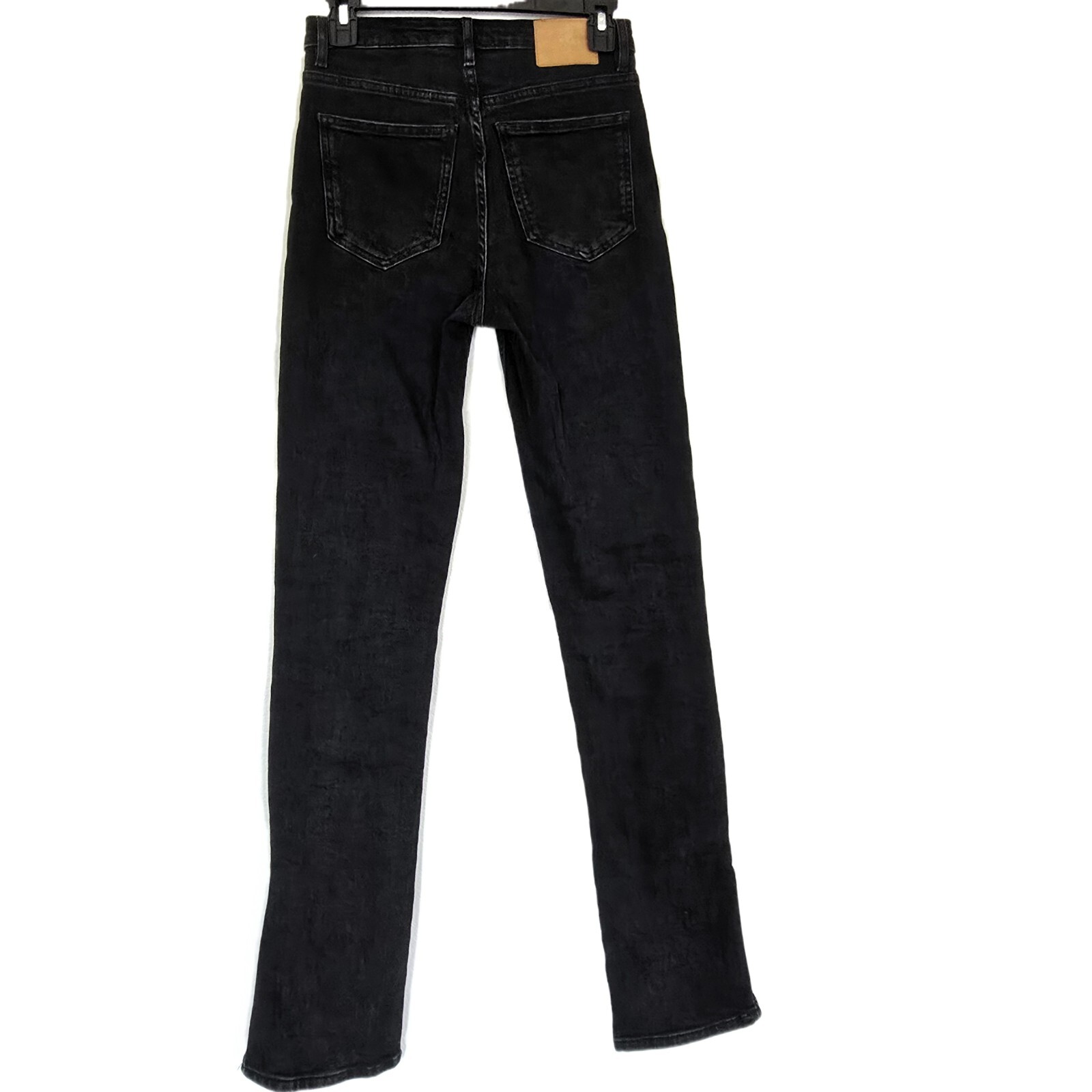 Zara Womens 2 Black High Rise Skinny Jeans Split Hem Stretch Denim Pants