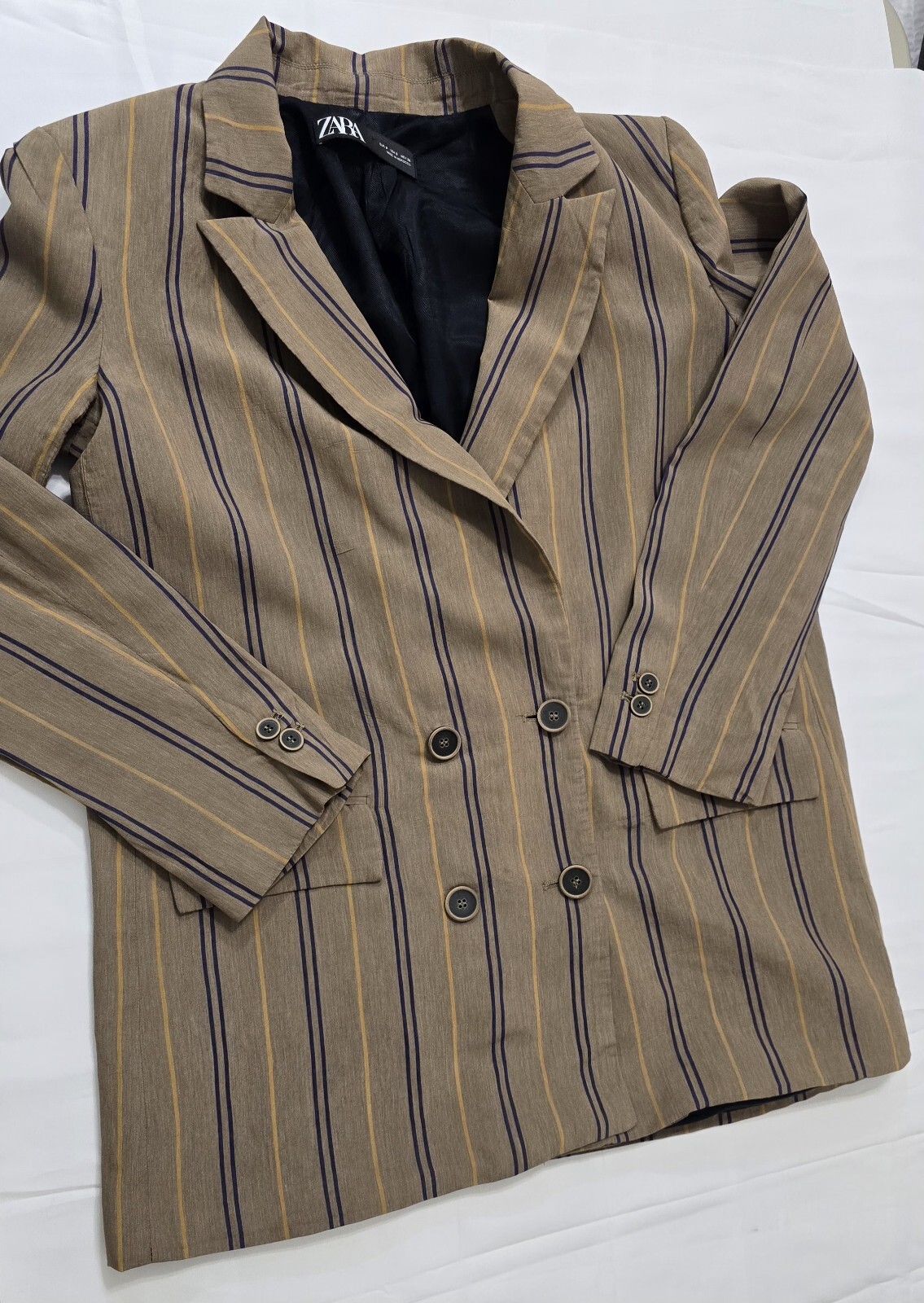 ZARA Striped Oversize Blazer - Size S, Bold and Stylish!