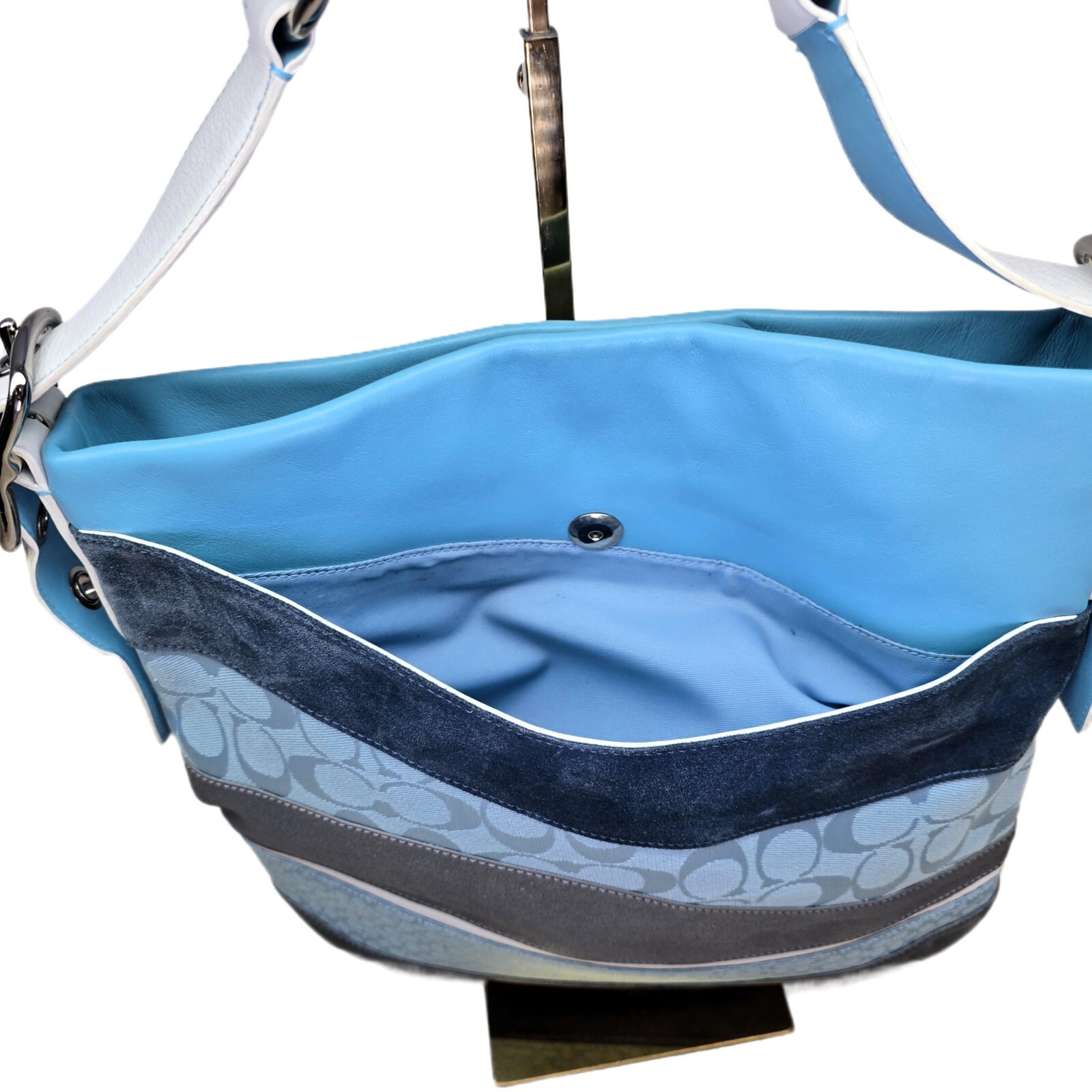 Coach Vintage Signature Wave Duffle Patchwork Hobo Bag – Blue #10653 – RARE