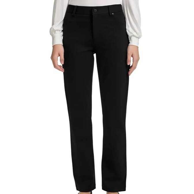 DKNY Jeans Women's Small Ponte Stretch Pants Black Slim Straight Leg