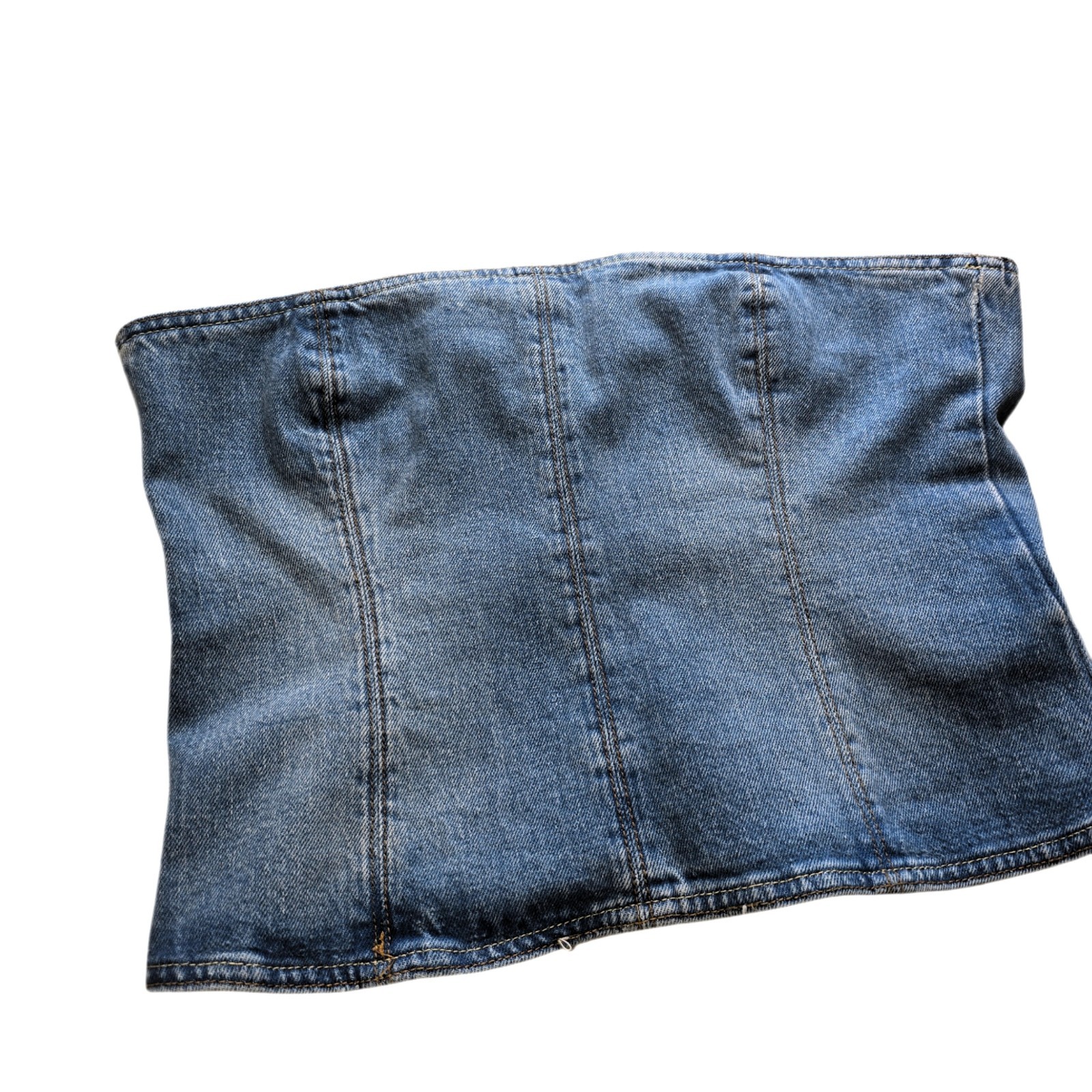 ZARA Denim Corset Tube Top Strapless Bustier Mid Blue Women’s M