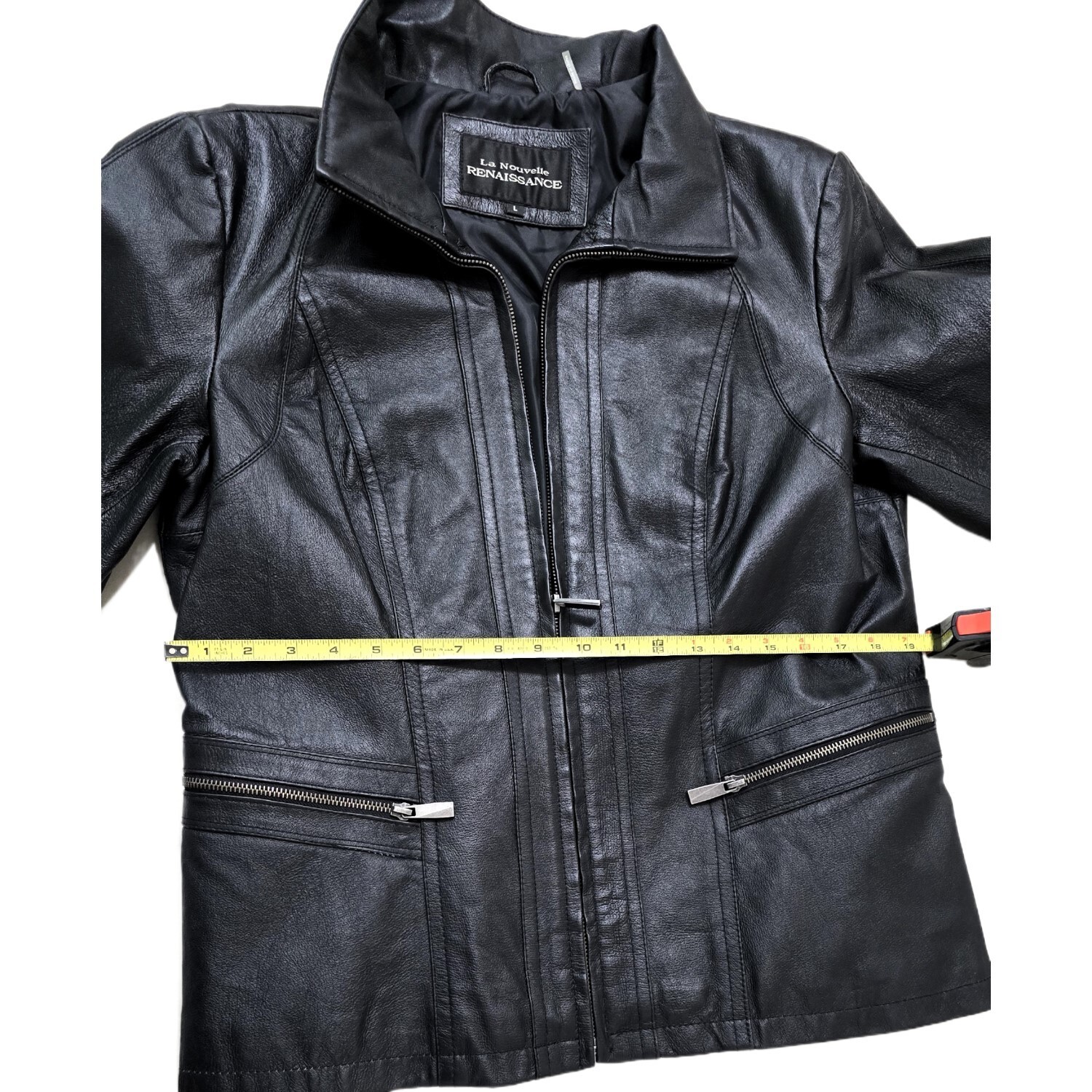 LA NOUVELLE RENAISSANCE Full Zip Genuine Leather Jacket Women's - Size L
