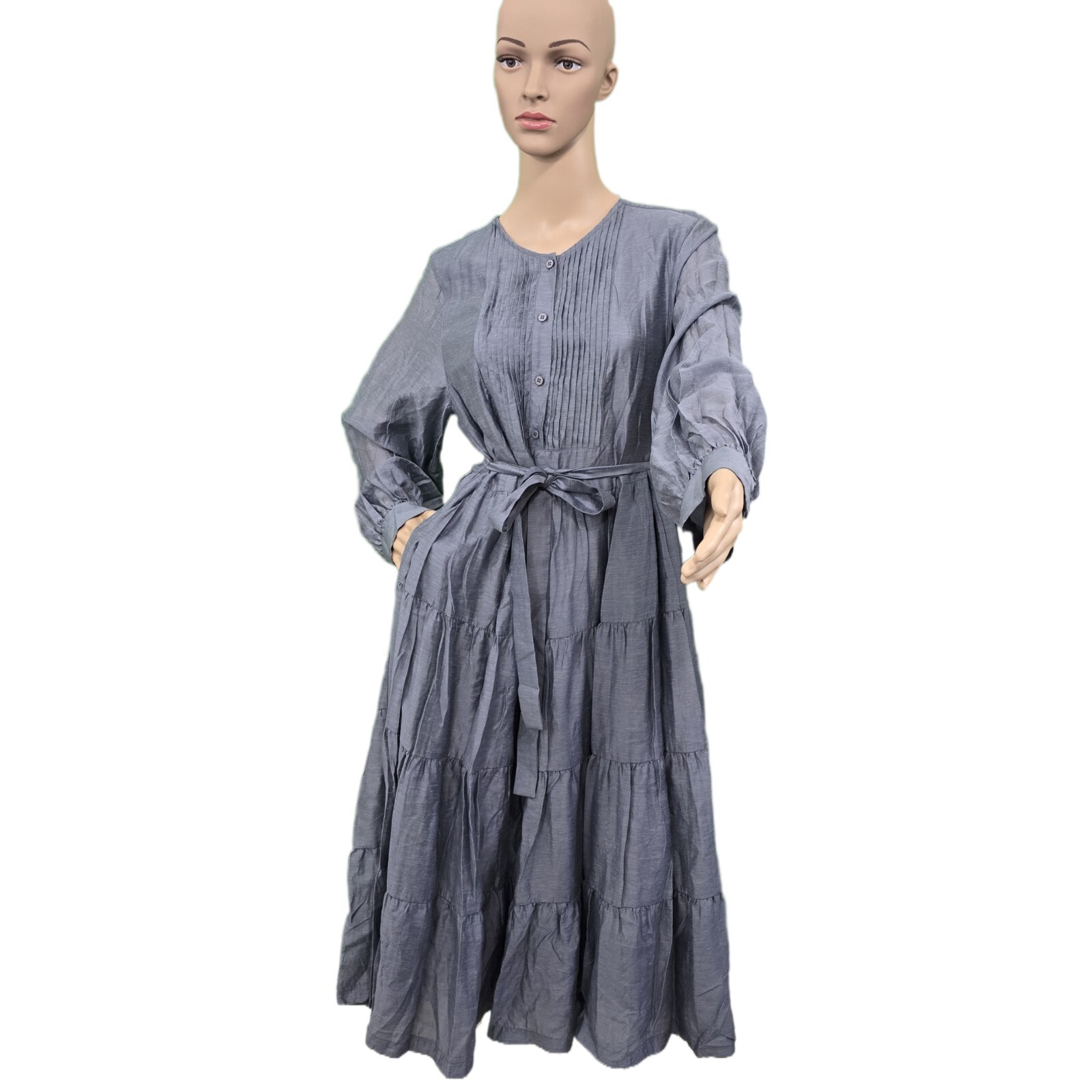 Anthropologie Mare Mare Agosta Tiered Maxi Dress - Size M, Gray-Blue - NewOther