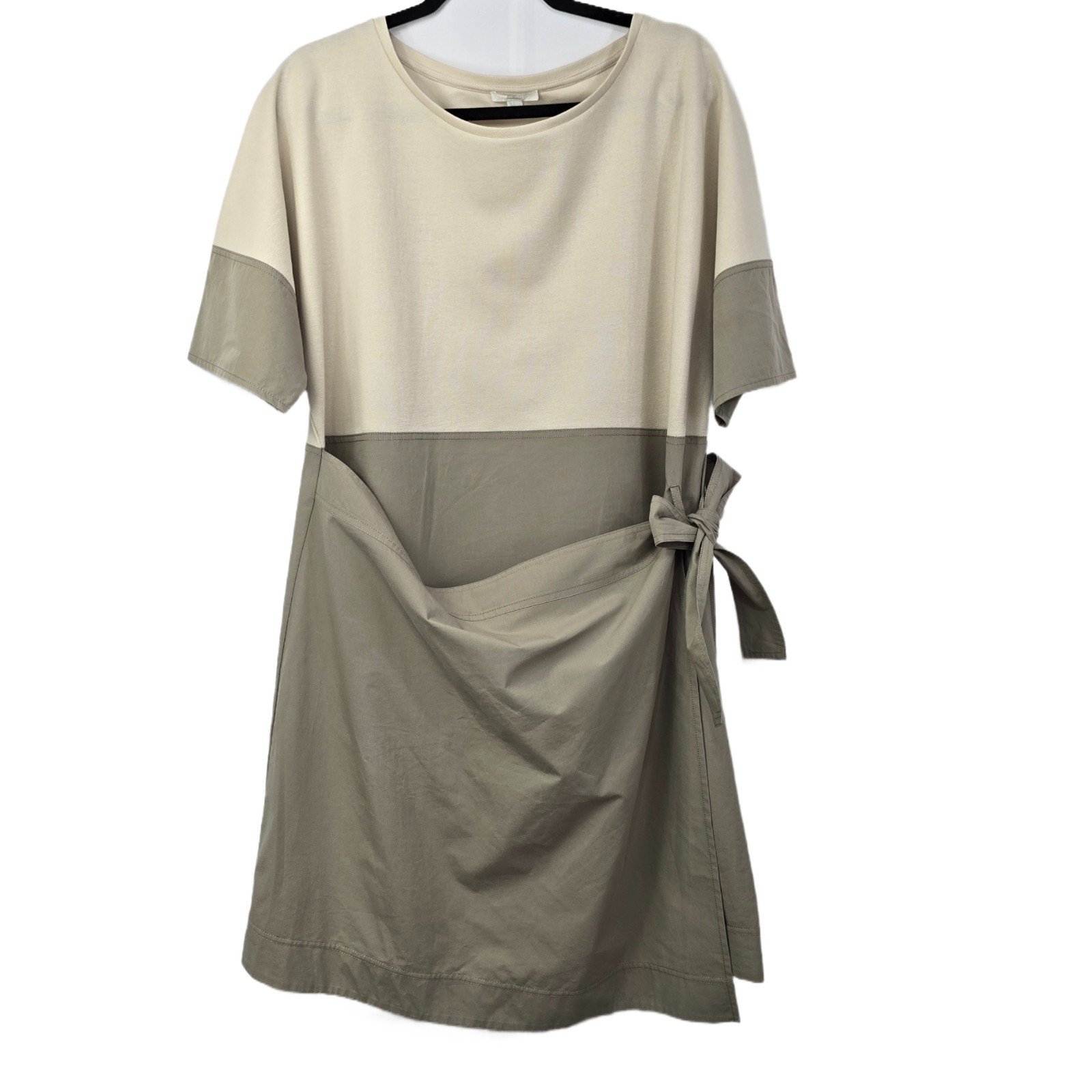COS Contrast Wrap Dress Khaki Size L – Organic Fabric, Midi Workwear