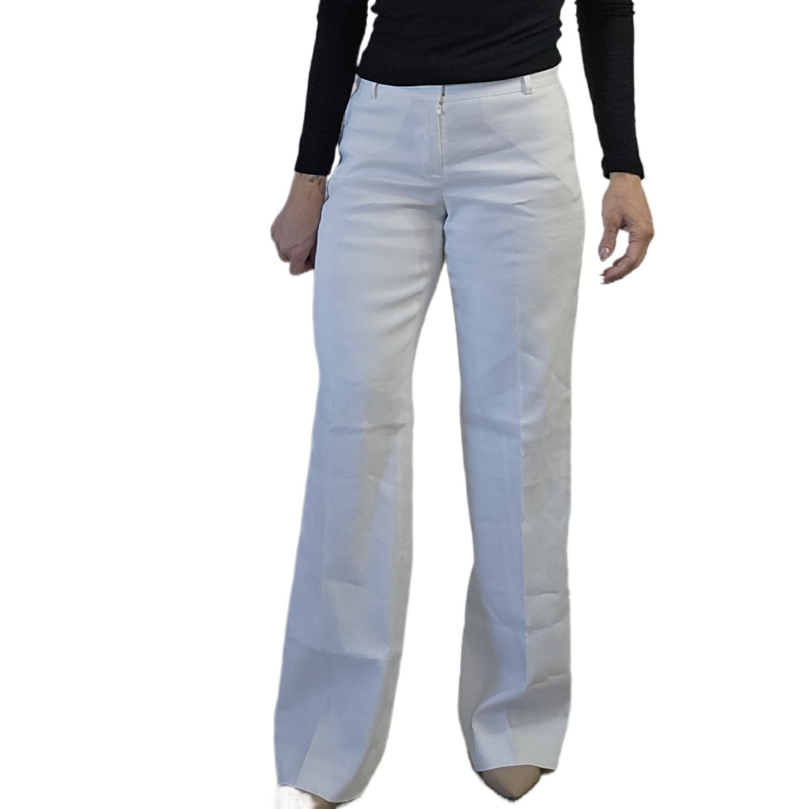 CLASSIQUES ENTIER Women’s White Linen Blend Dress Pants - Size 4 X 34 Tall