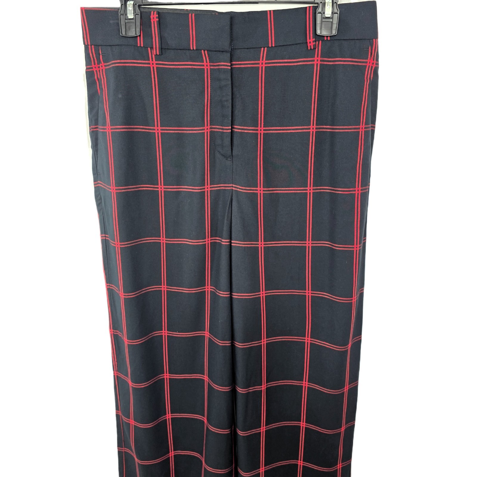 Ann Taylor NWT Sz 6 High Waist Wide Leg Plaid Pants Black Red Classic
