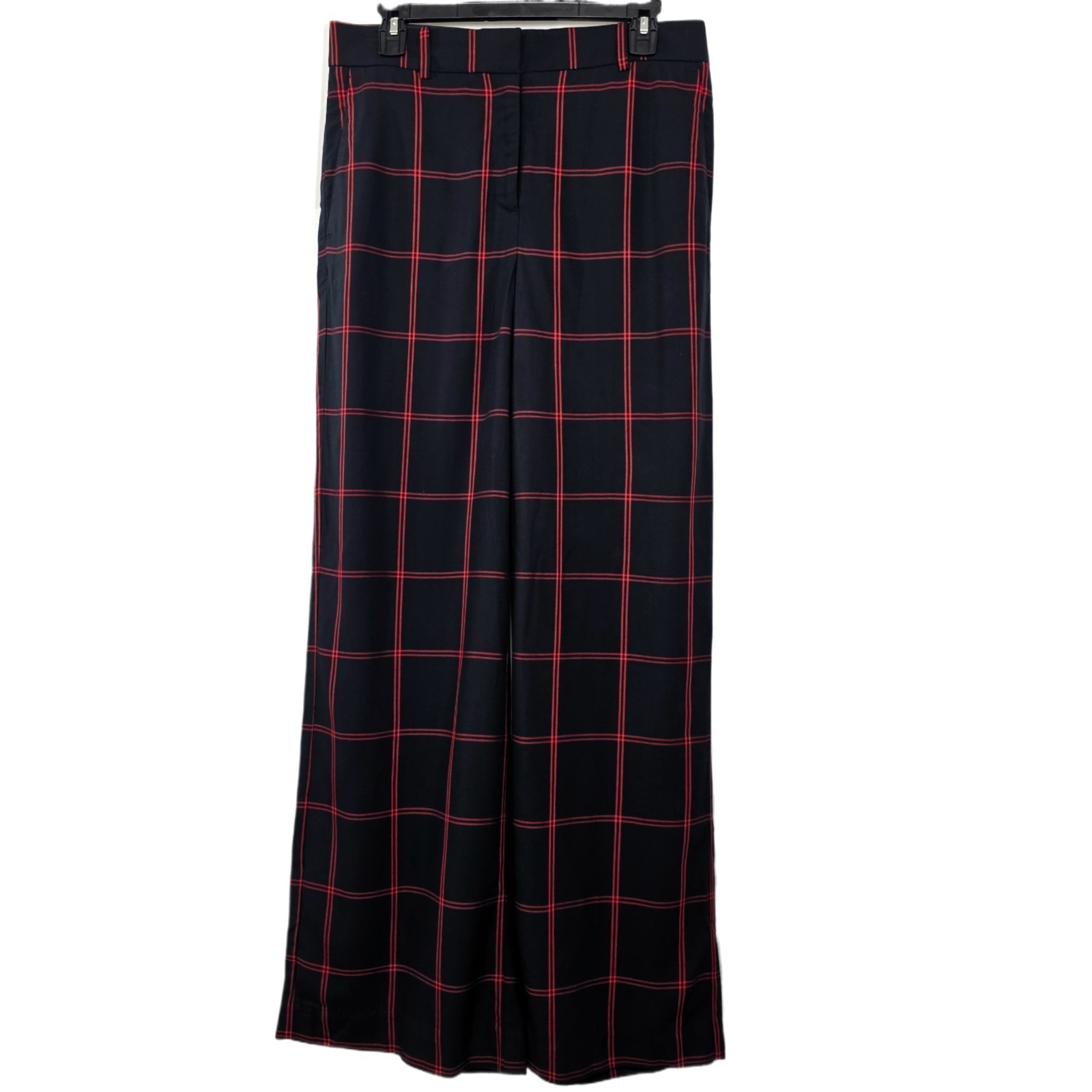 Ann Taylor NWT Sz 6 High Waist Wide Leg Plaid Pants Black Red Classic
