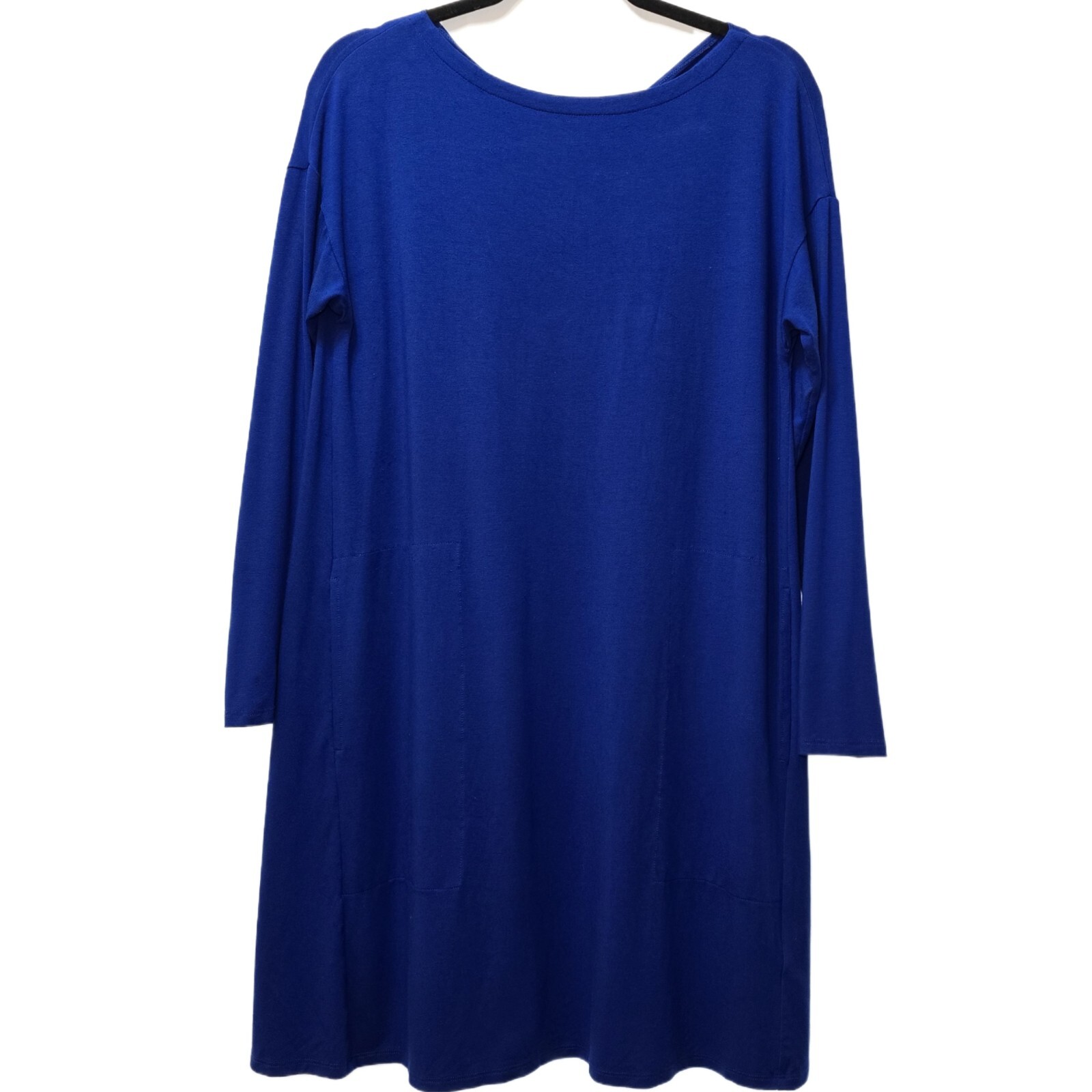 Eileen Fisher Bateau Neck Twist Back Shift Dress - Indigo Blue, M Petite