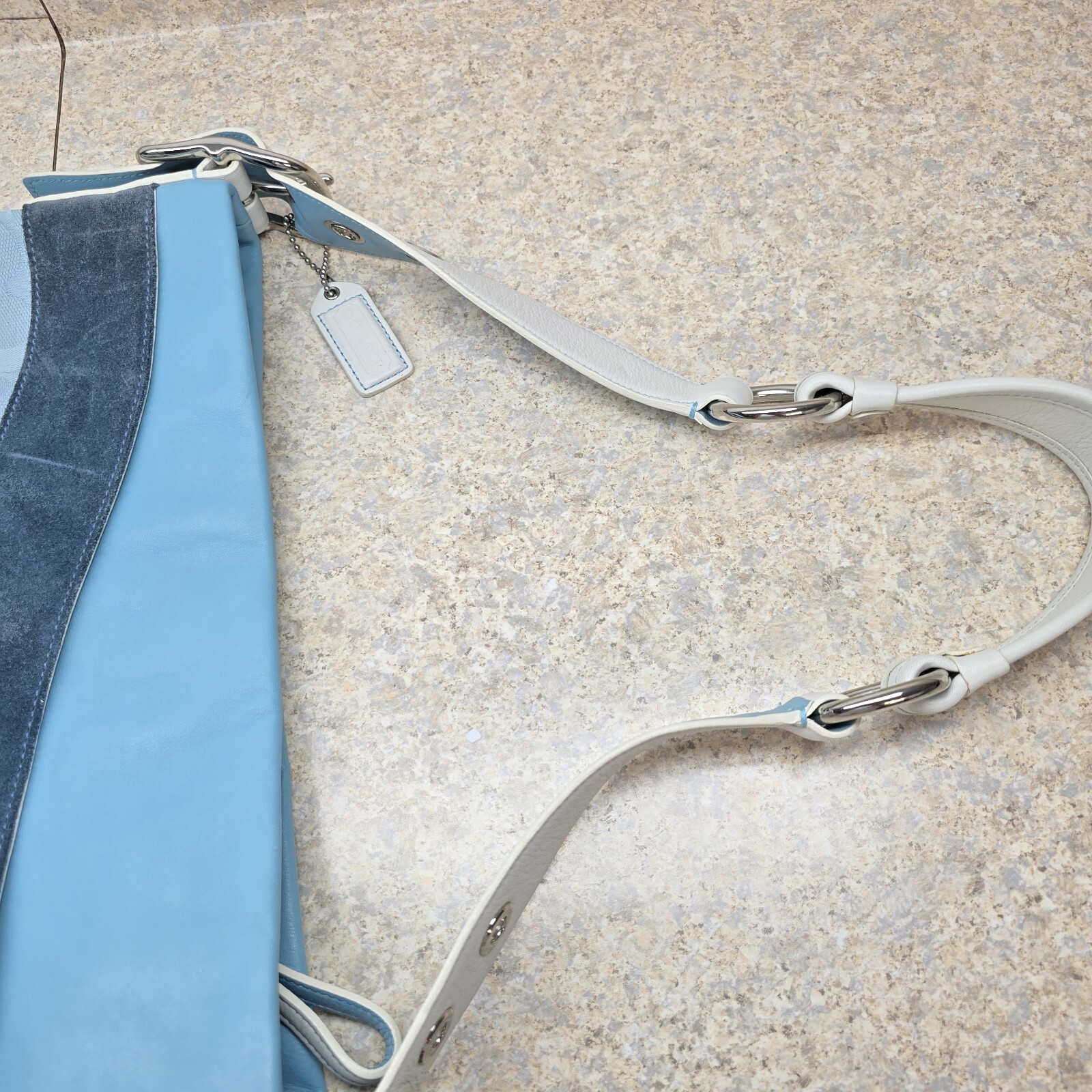 Coach Vintage Signature Wave Duffle Patchwork Hobo Bag – Blue #10653 – RARE