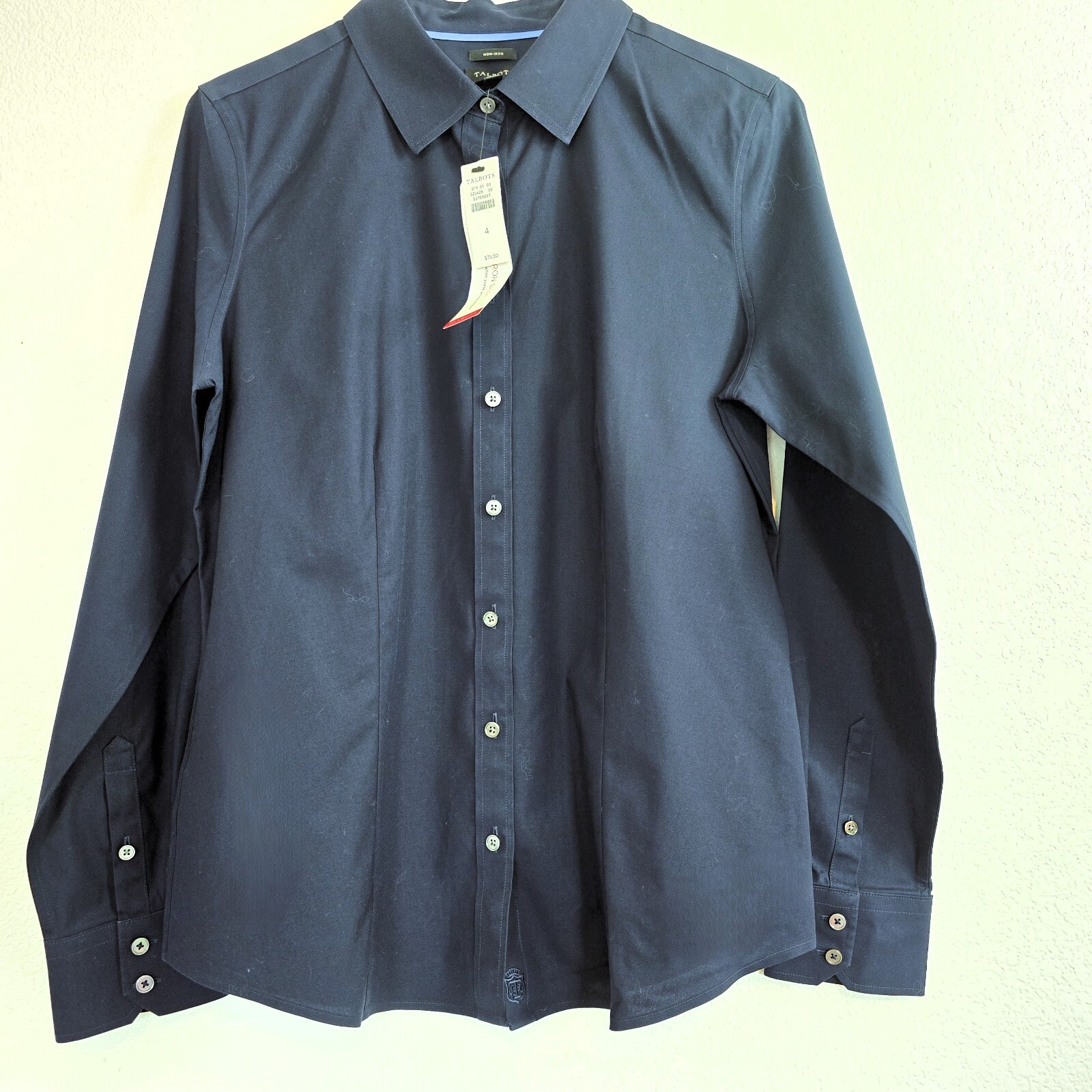 Talbots Women's Size 4 Dark Blue Long-Sleeved Button-Down Shirt – NWT