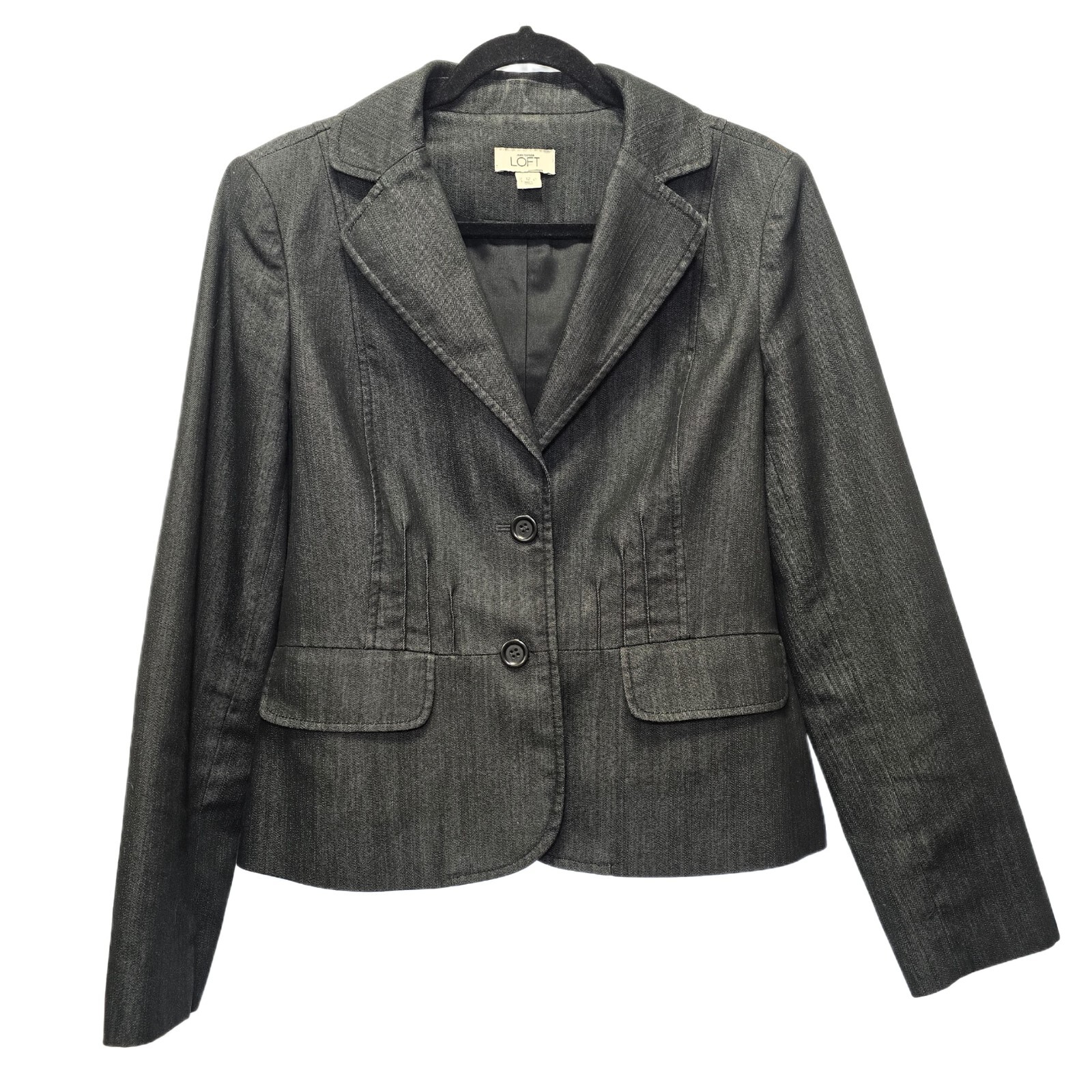 LOFT Women’s Blazer, Black, Size 12 – Two-Button, V-Neck, Excellent Condition