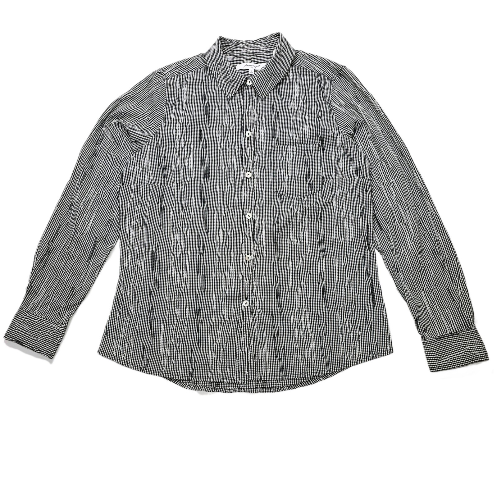 Foxcroft Women's Textured Gingham Stretch Shirt Black & White Size 8