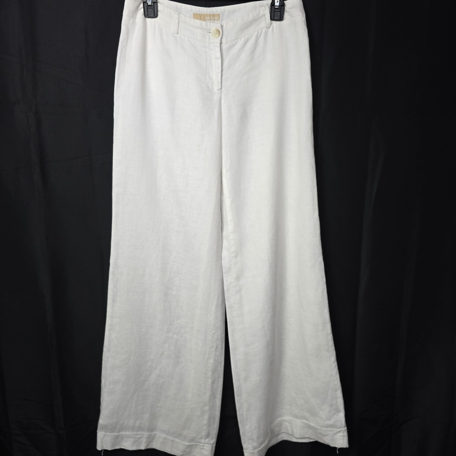 Michael Kors Women’s 100% Linen Wide-Leg Pants Off-White Size 2