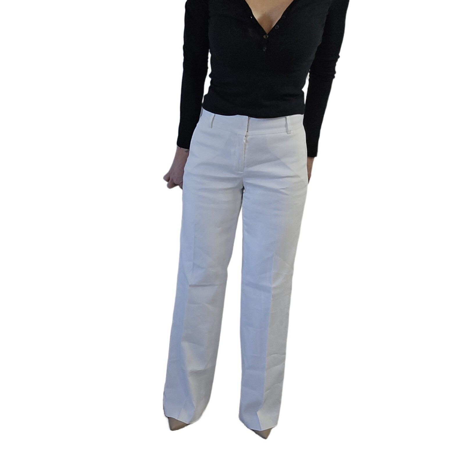 CLASSIQUES ENTIER Women’s White Linen Blend Dress Pants - Size 4 X 34 Tall