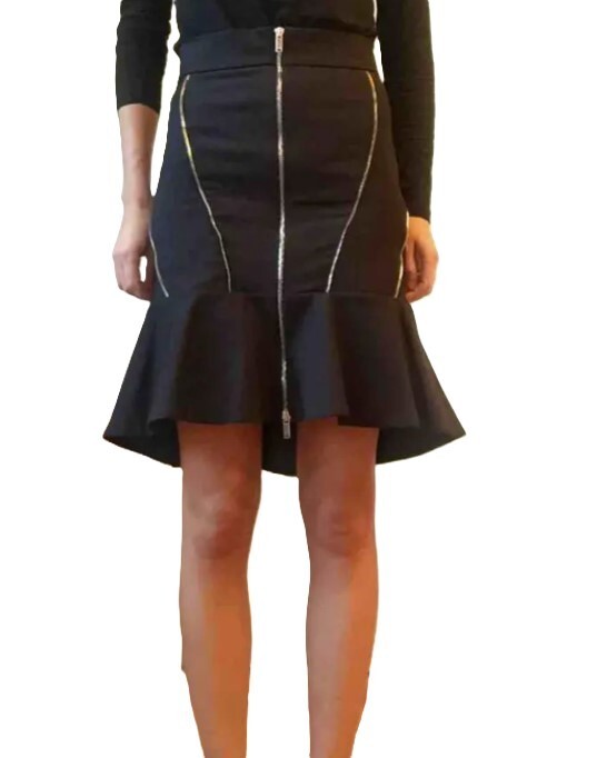 ZARA Mid-length Pencil Skirt (Size XS): Peplum Hem with Zipper Details