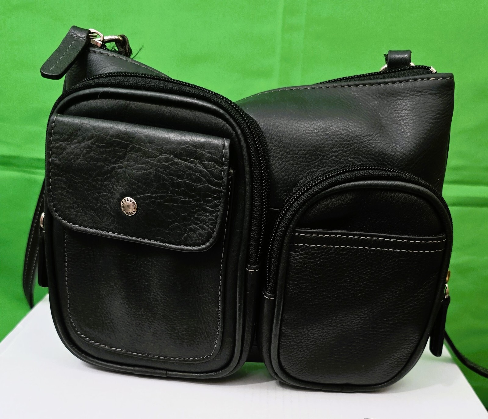 Fossil Black Leather Small Crossbody Bag – Perfectly Compact & Organized Handbag