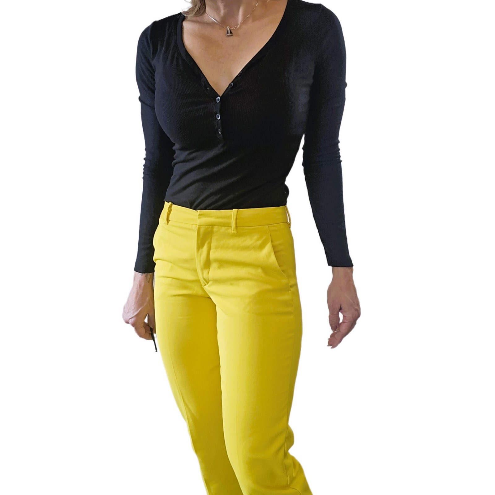 Zara Women's Vibrant Yellow Ankle Skinny Pants – Chino Fit | Size 4