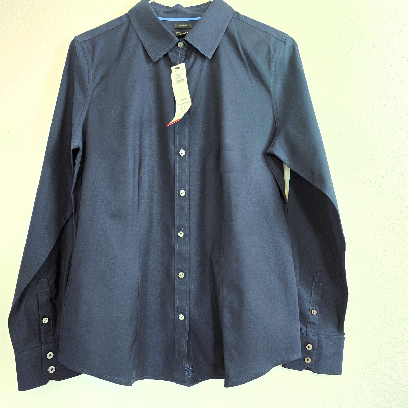 Talbots Women's Size 4 Dark Blue Long-Sleeved Button-Down Shirt – NWT