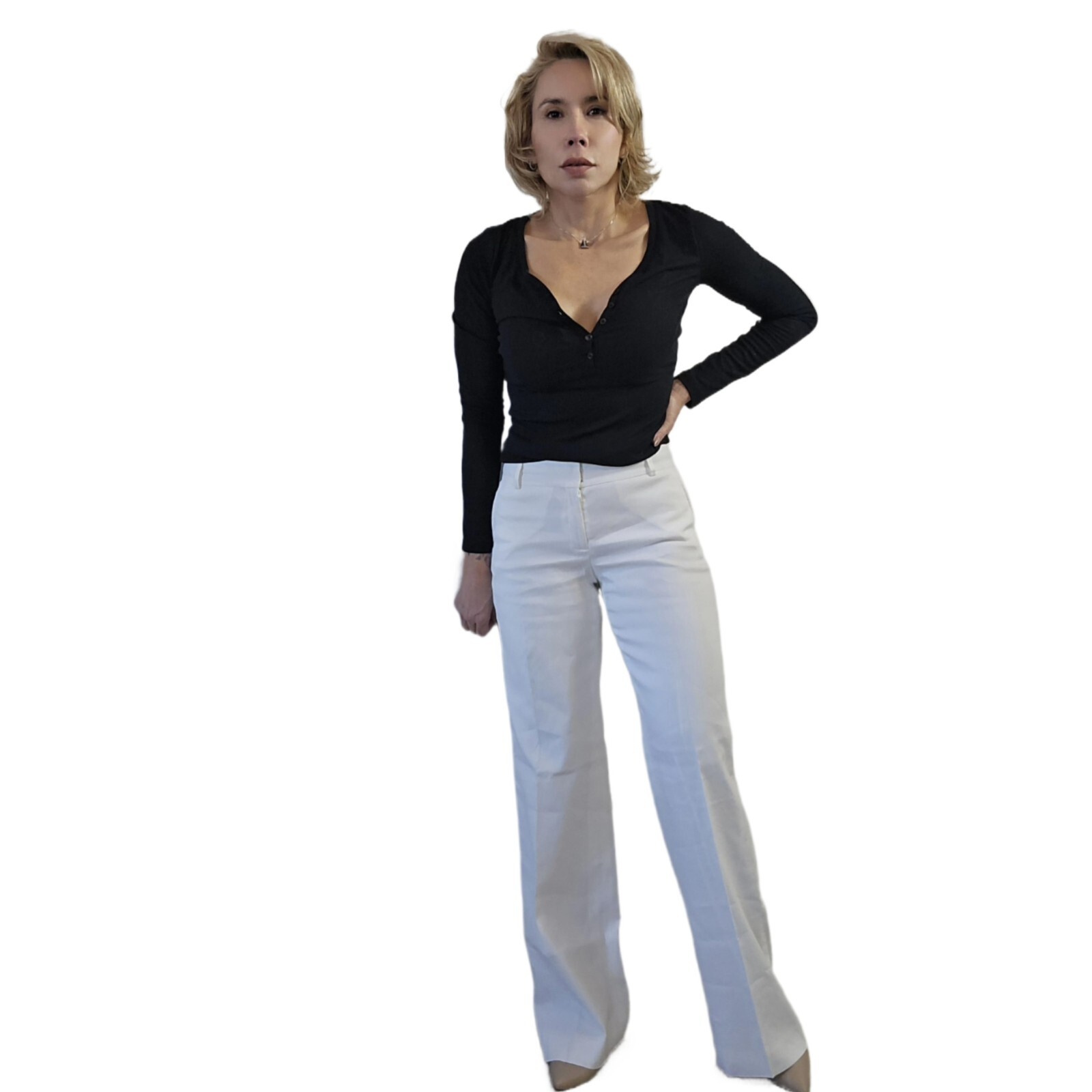 CLASSIQUES ENTIER Women’s White Linen Blend Dress Pants - Size 4 X 34 Tall