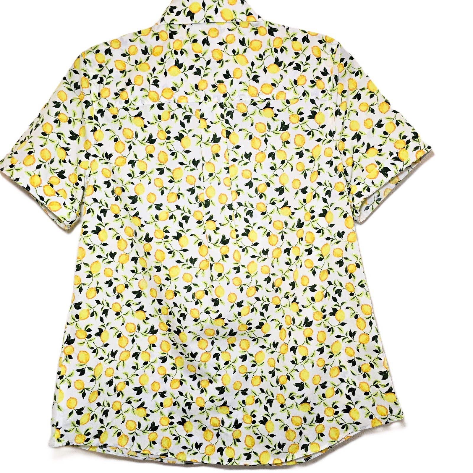 Lands’ End Women’s Wrinkle-Free No-Iron Shirt – Size S, White Lemons Print