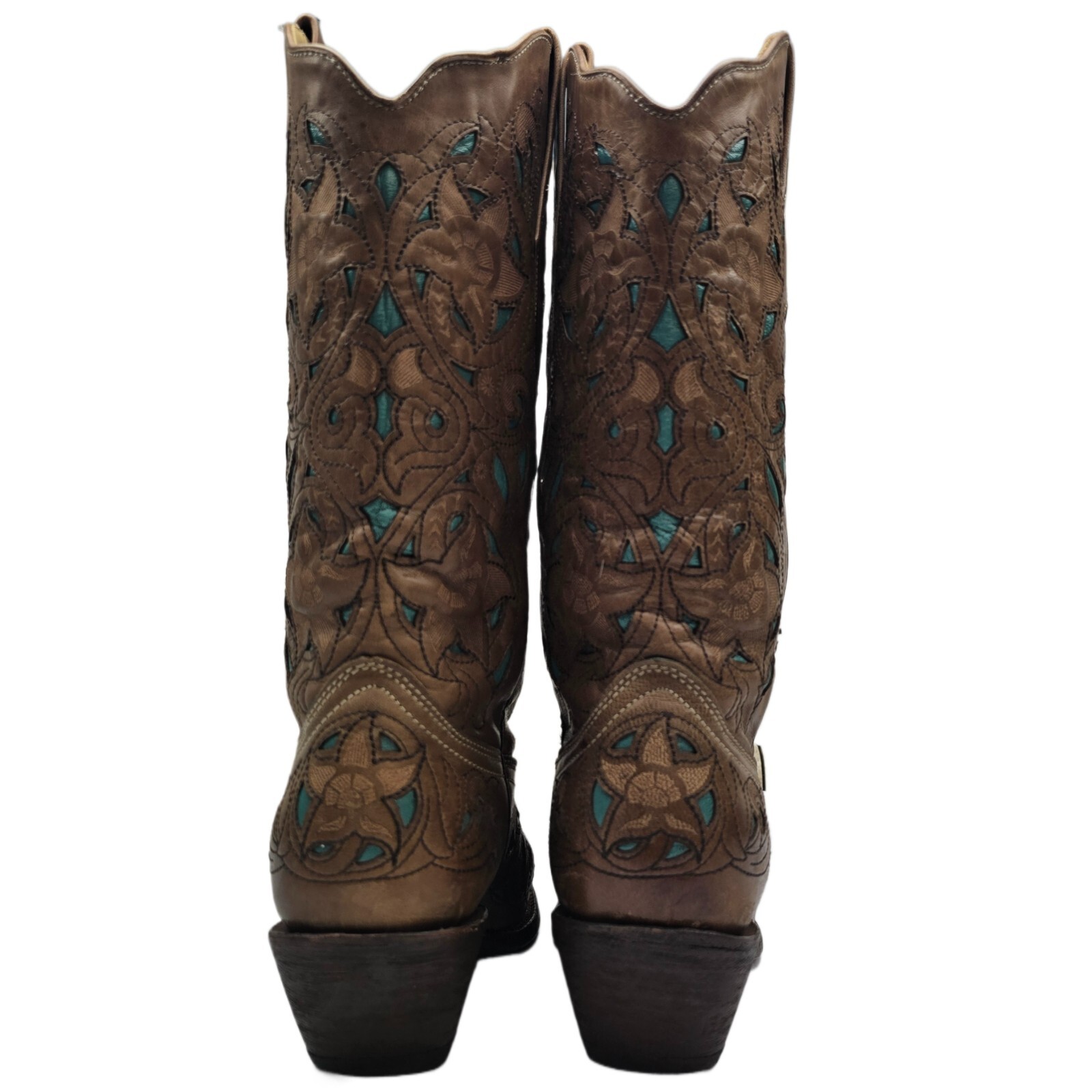 Corral Women’s Western Cowboy Boots Brown Turquoise Leather Size 7M