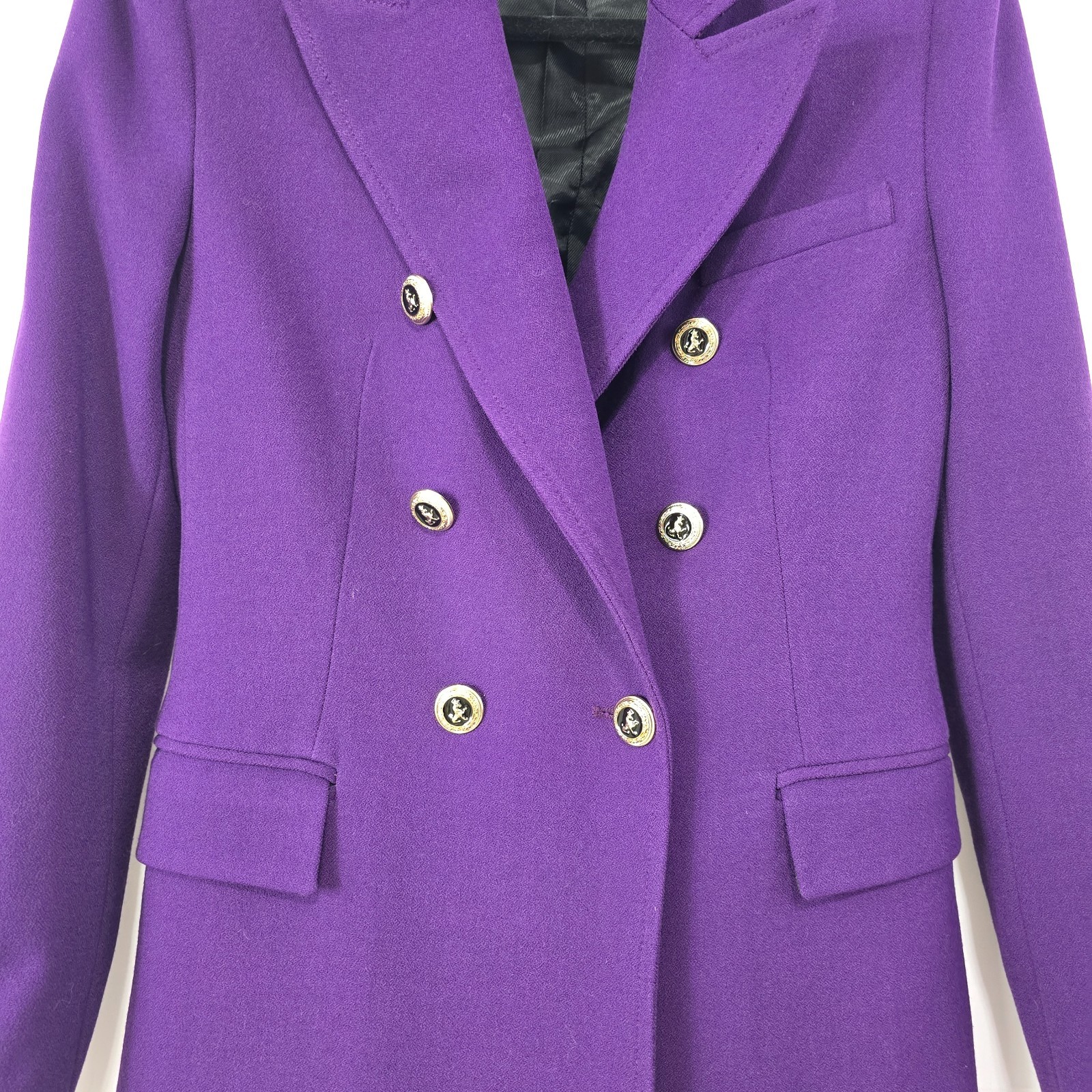 Zara Purple Double-Breasted Blazer Gold Buttons | Women’s Size S