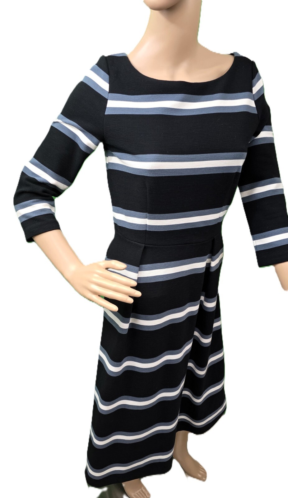 Boden Dress Women’s Size 4 - Black Stripe, Fit & Flare, Midi, with Pockets!