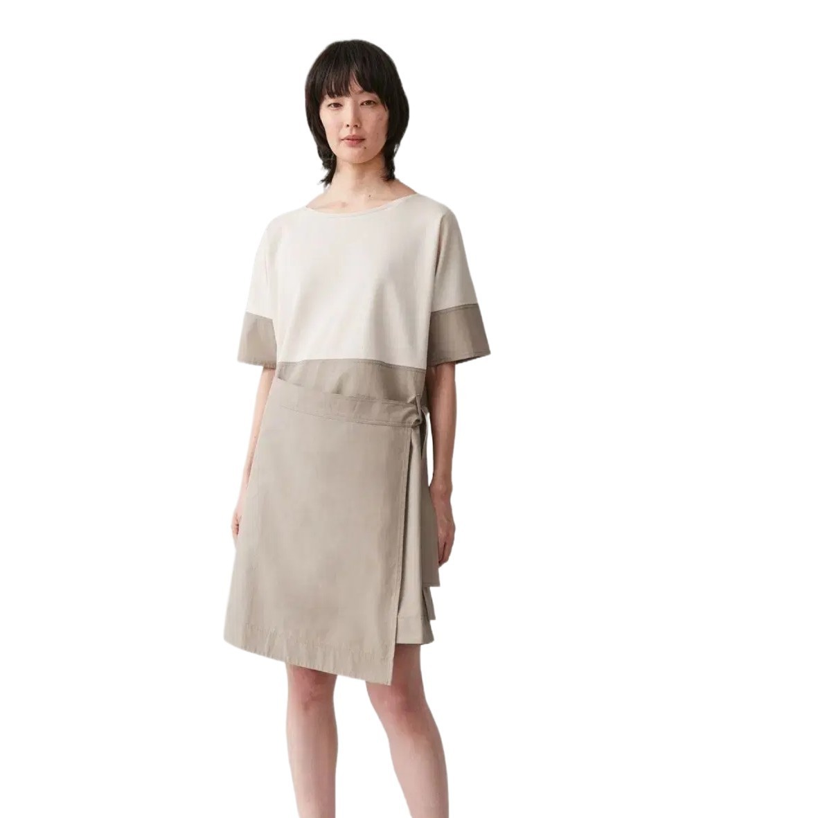 COS Contrast Wrap Dress Khaki Size L – Organic Fabric, Midi Workwear