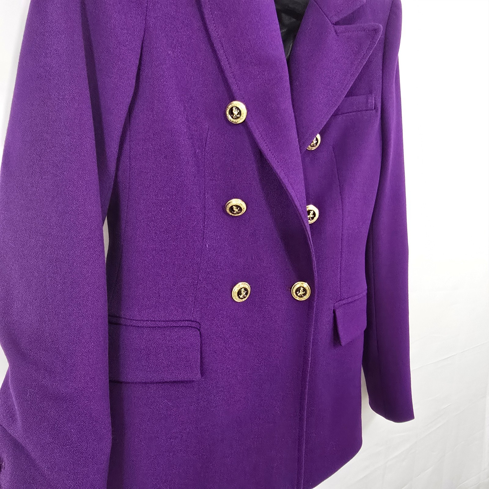 Zara Purple Double-Breasted Blazer Gold Buttons | Women’s Size S
