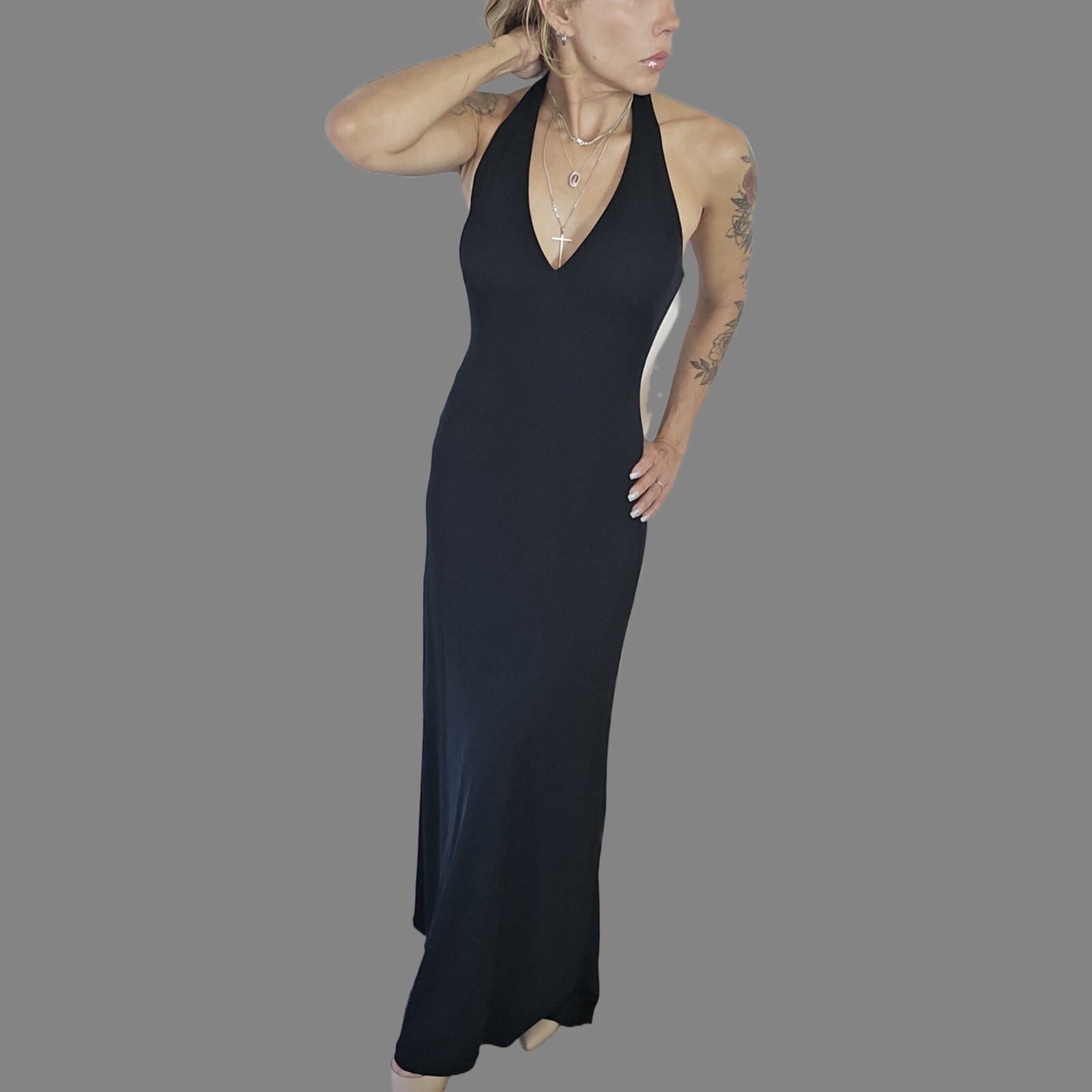 David Meister Women's Dress - Size 6 - Black - Sleeveless Halter with Low Back