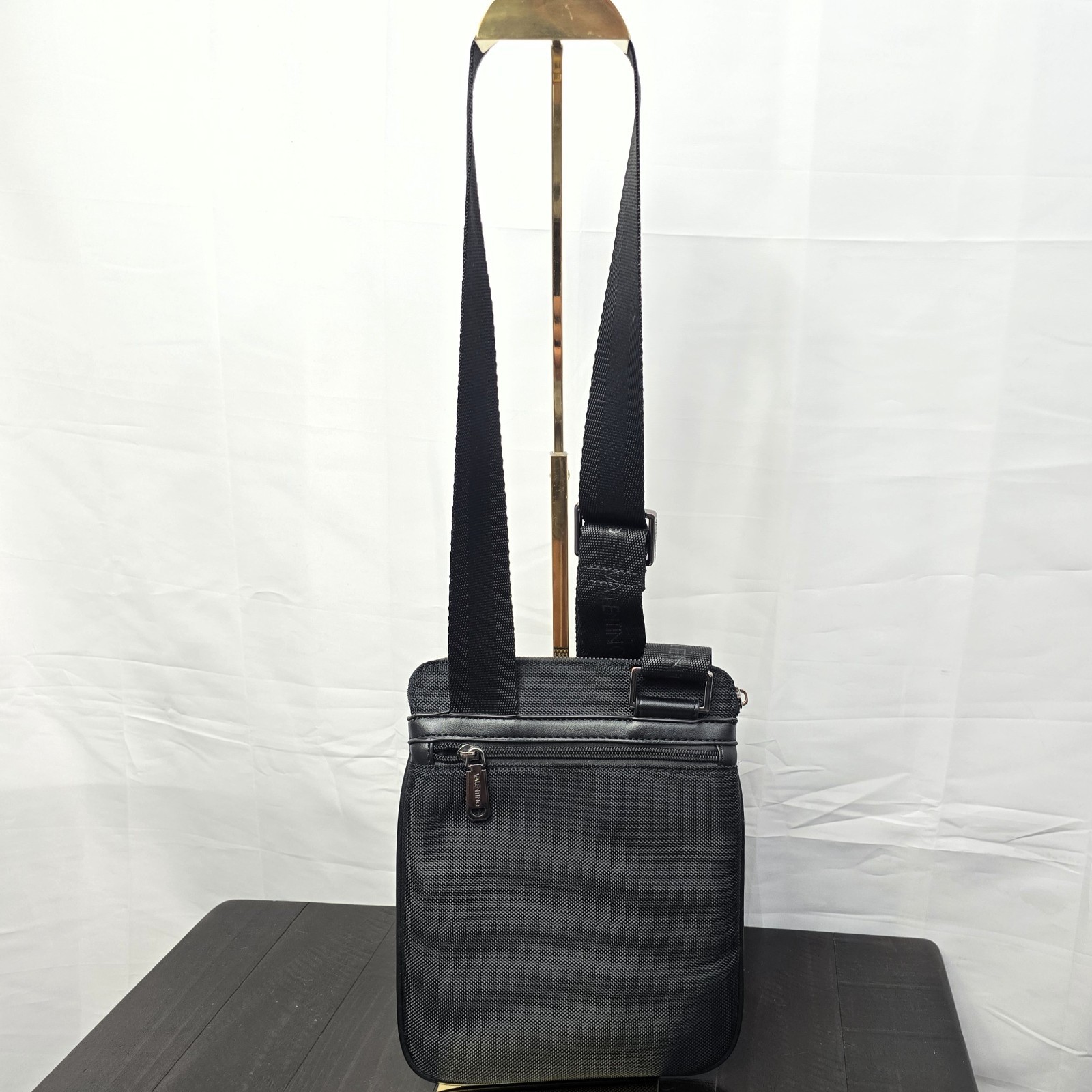 Valentino Men's Anakin Black Flight Crossbody Bag Canvas Leather Trim - Used
