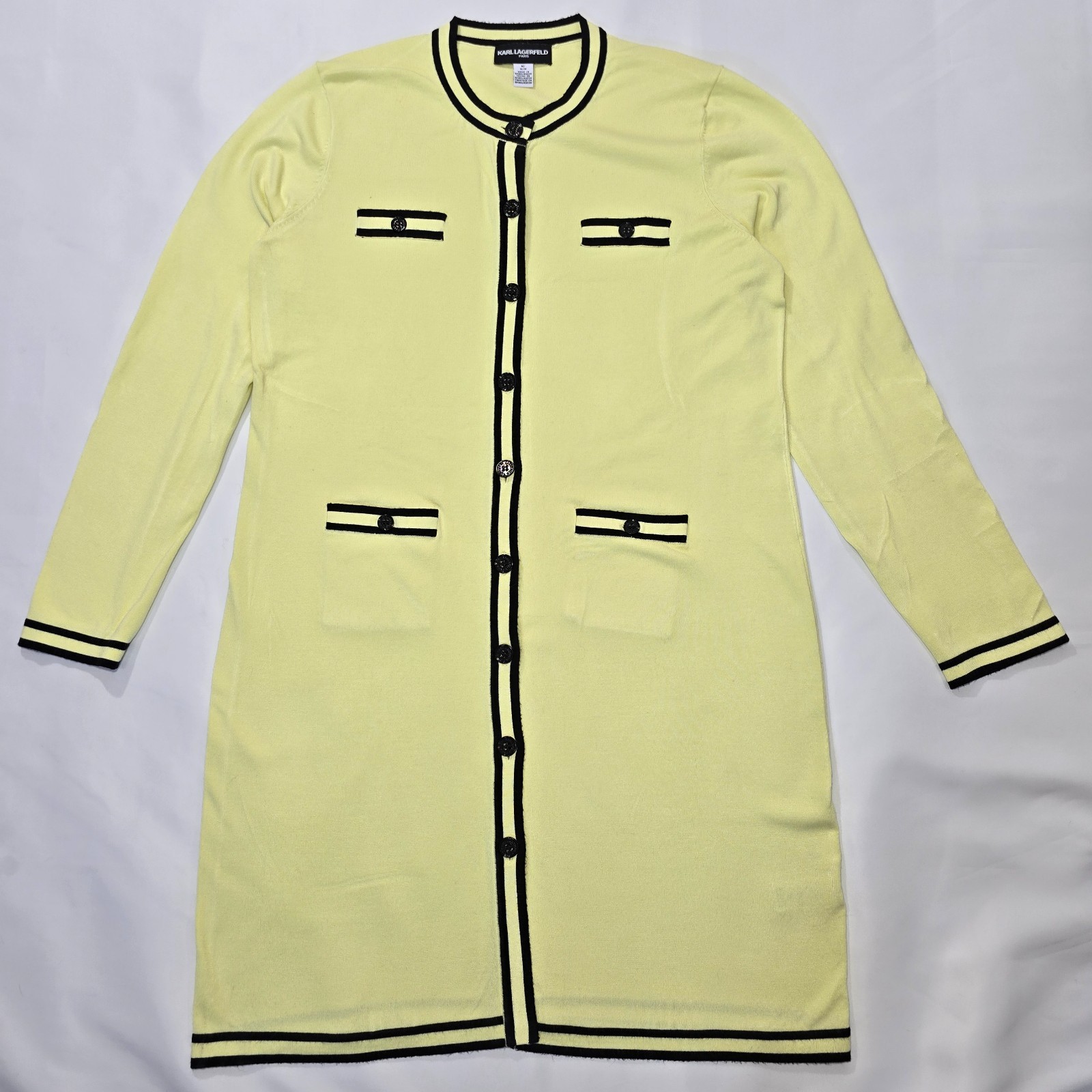 Karl Lagerfeld Paris Sweater Day Dress Long Sleeve Green Black M