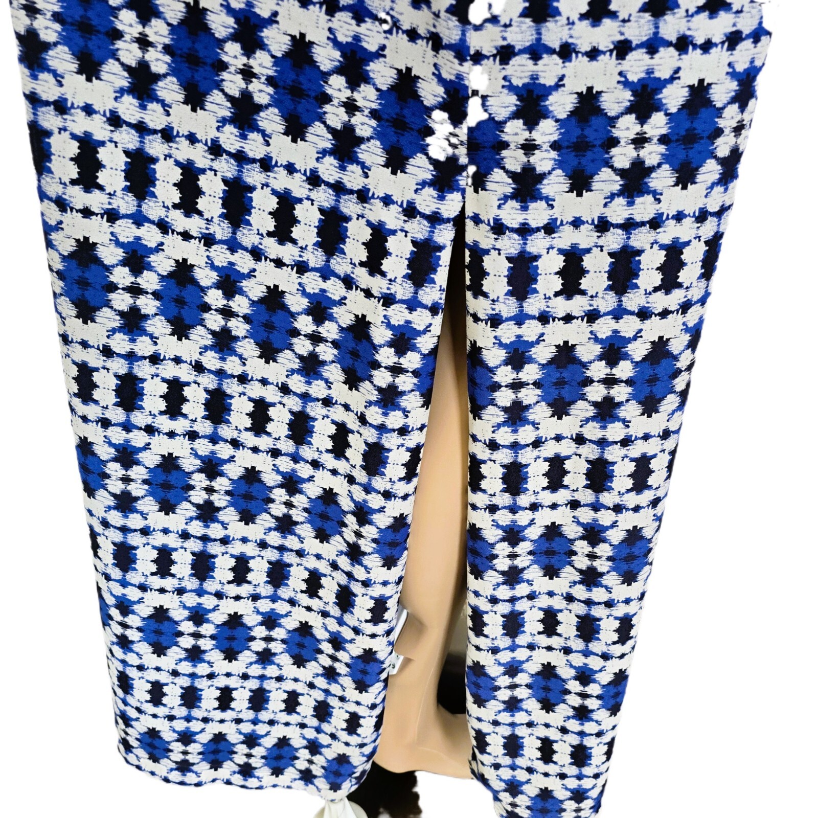 J.CREW Boho Maxi Dress 4 Blue Halter Geometric Print Summer Vacation